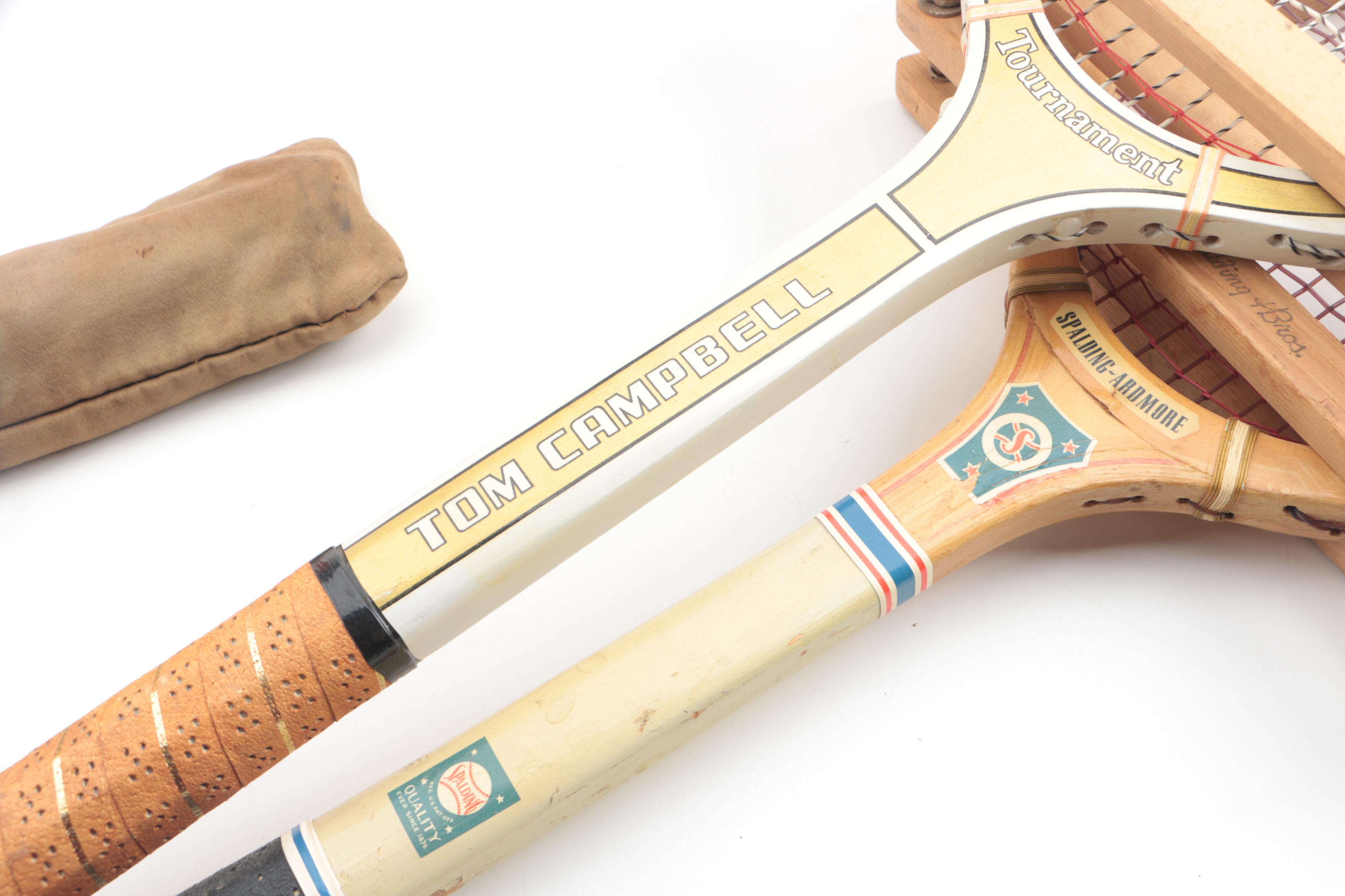 Vintage Tennis, Ping Pong, and Badminton Equipment and Cooler