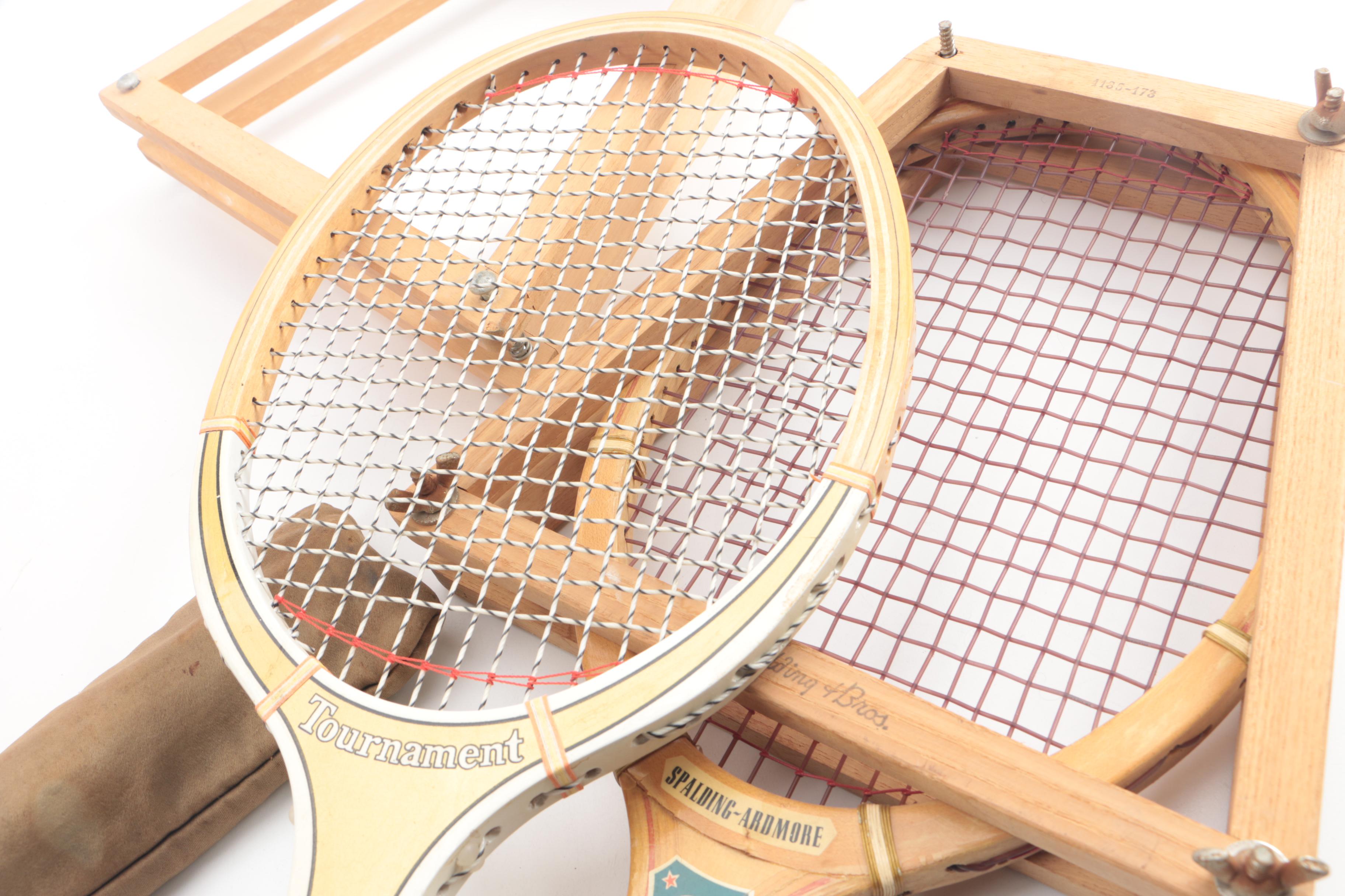 Vintage Tennis, Ping Pong, and Badminton Equipment and Cooler