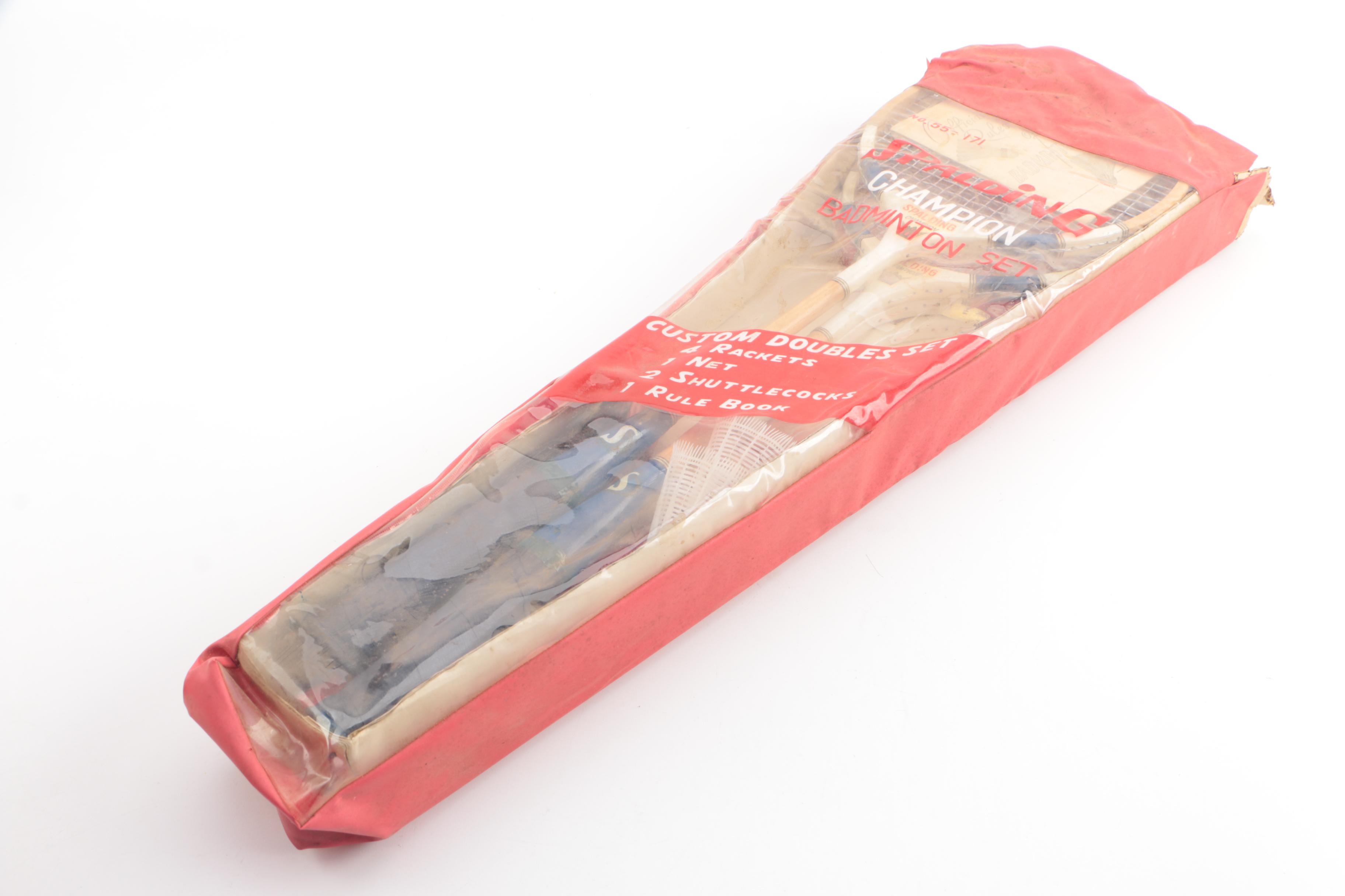 Vintage Tennis, Ping Pong, and Badminton Equipment and Cooler