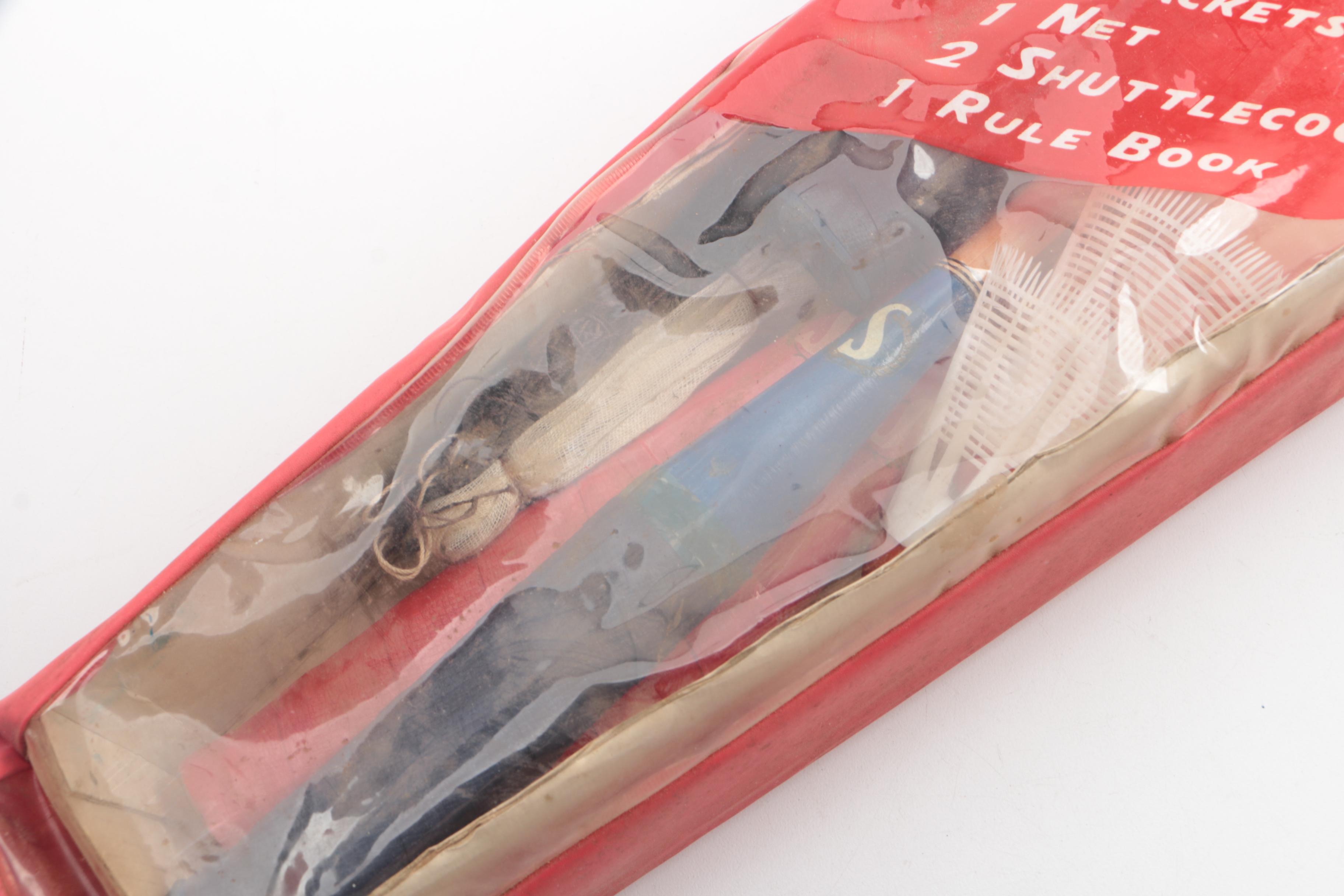 Vintage Tennis, Ping Pong, and Badminton Equipment and Cooler