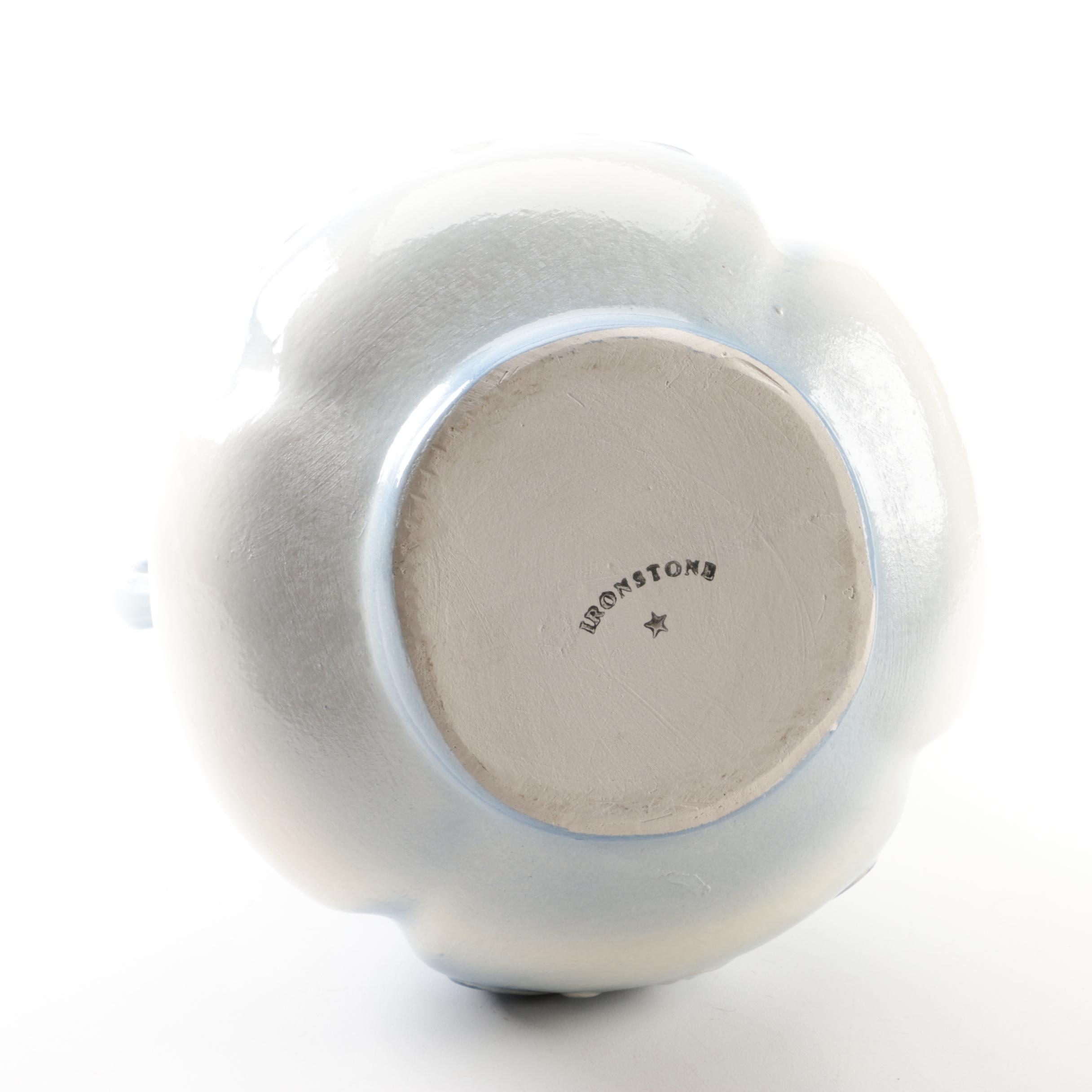 Floral and Scroll Ironstone Water Pitcher and Wash Basin