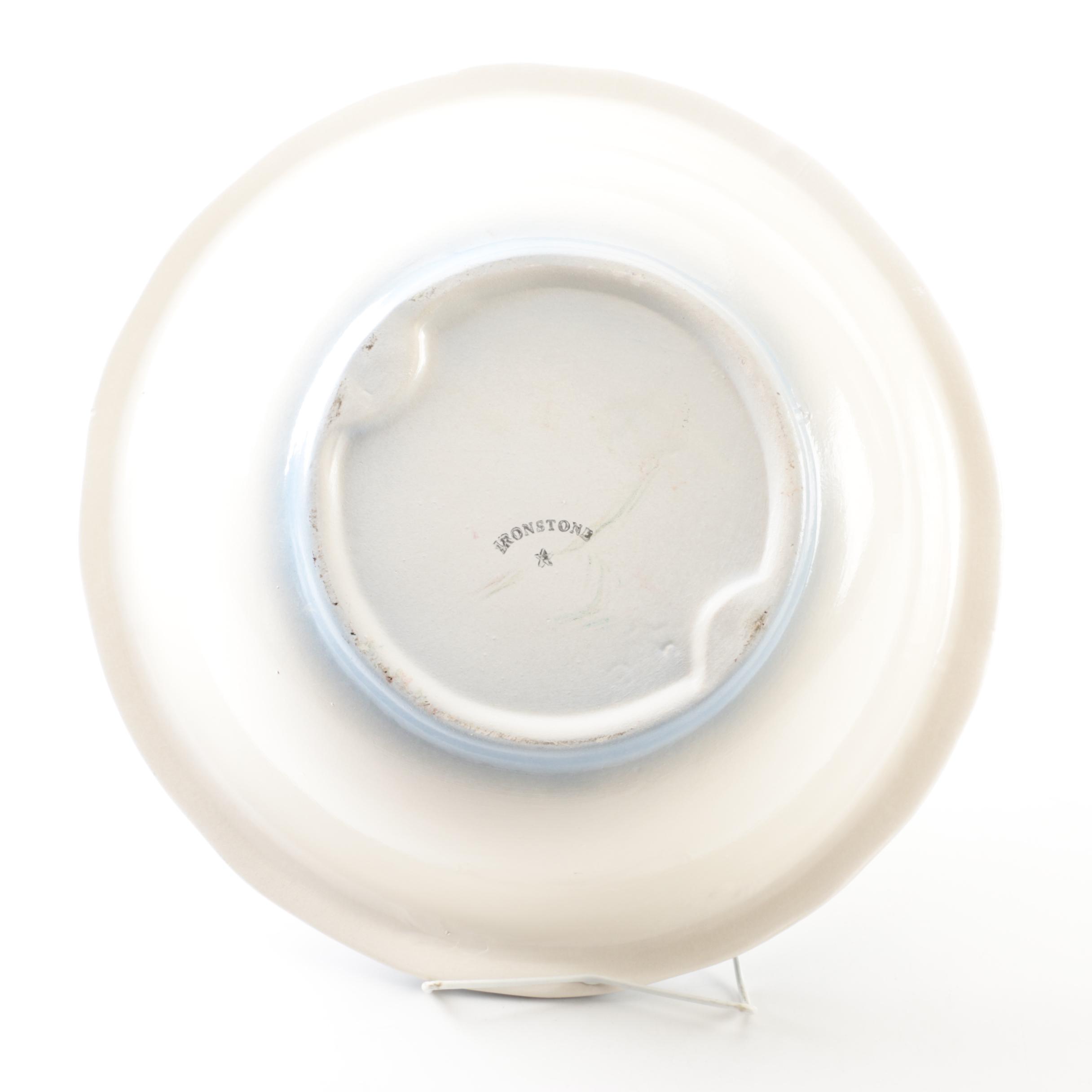 Floral and Scroll Ironstone Water Pitcher and Wash Basin