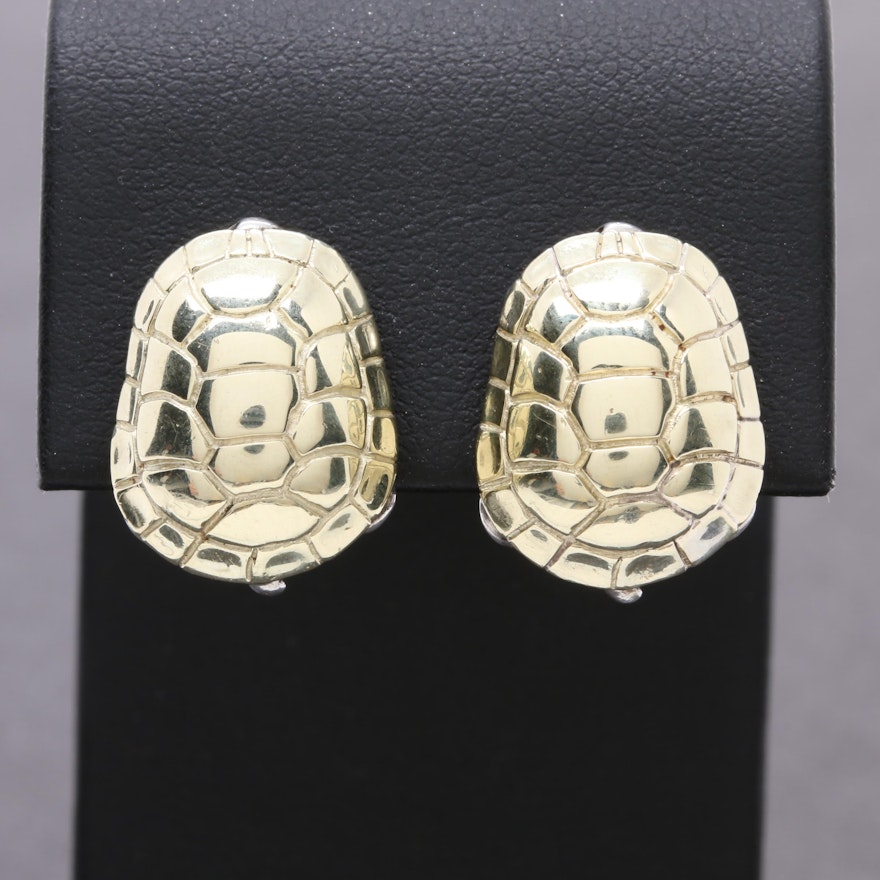 Barry Kieselstein-Cord Sterling Silver 14K Yellow Gold Turtle Motif Earrings