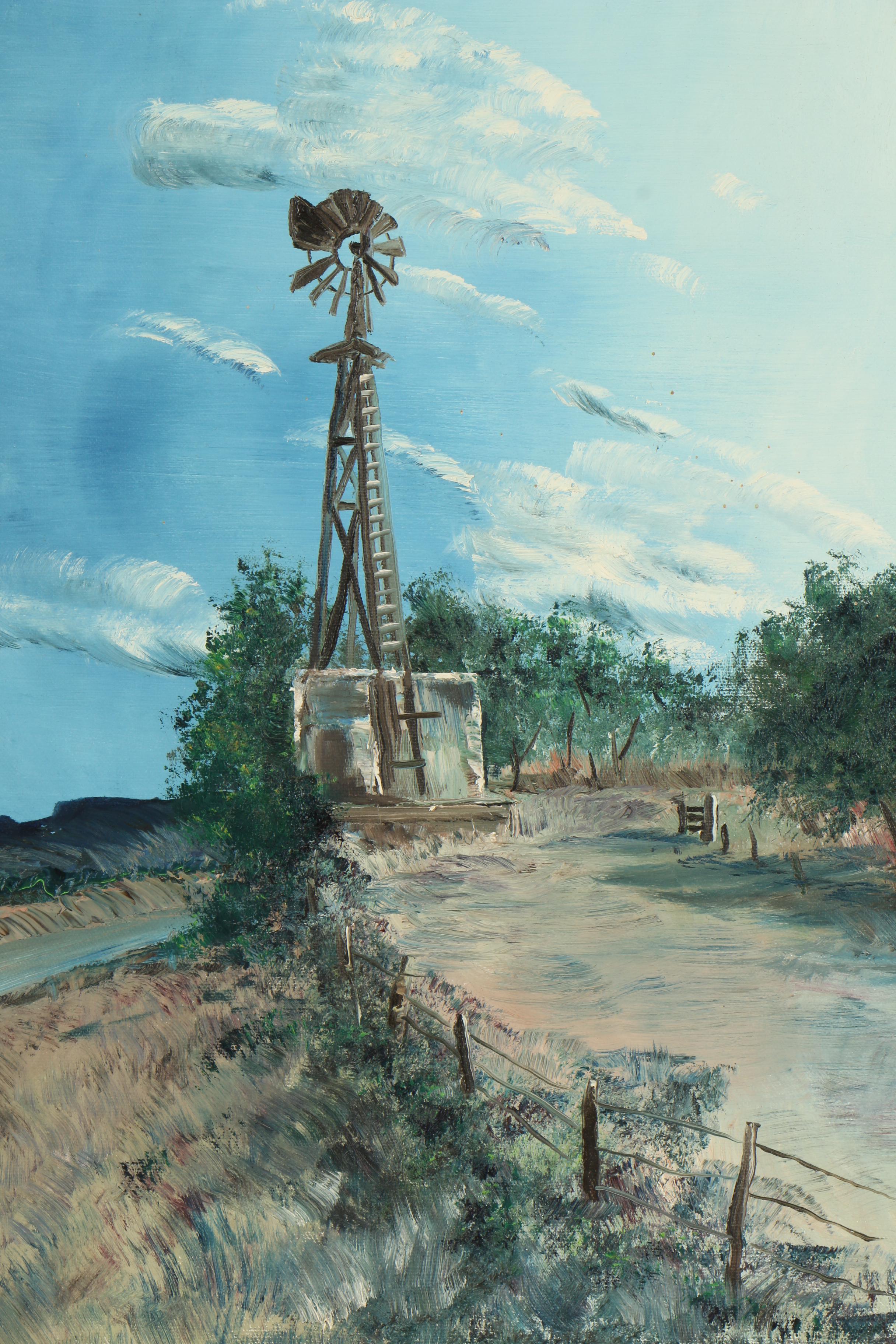 Landscape Oil Painting with Windmill