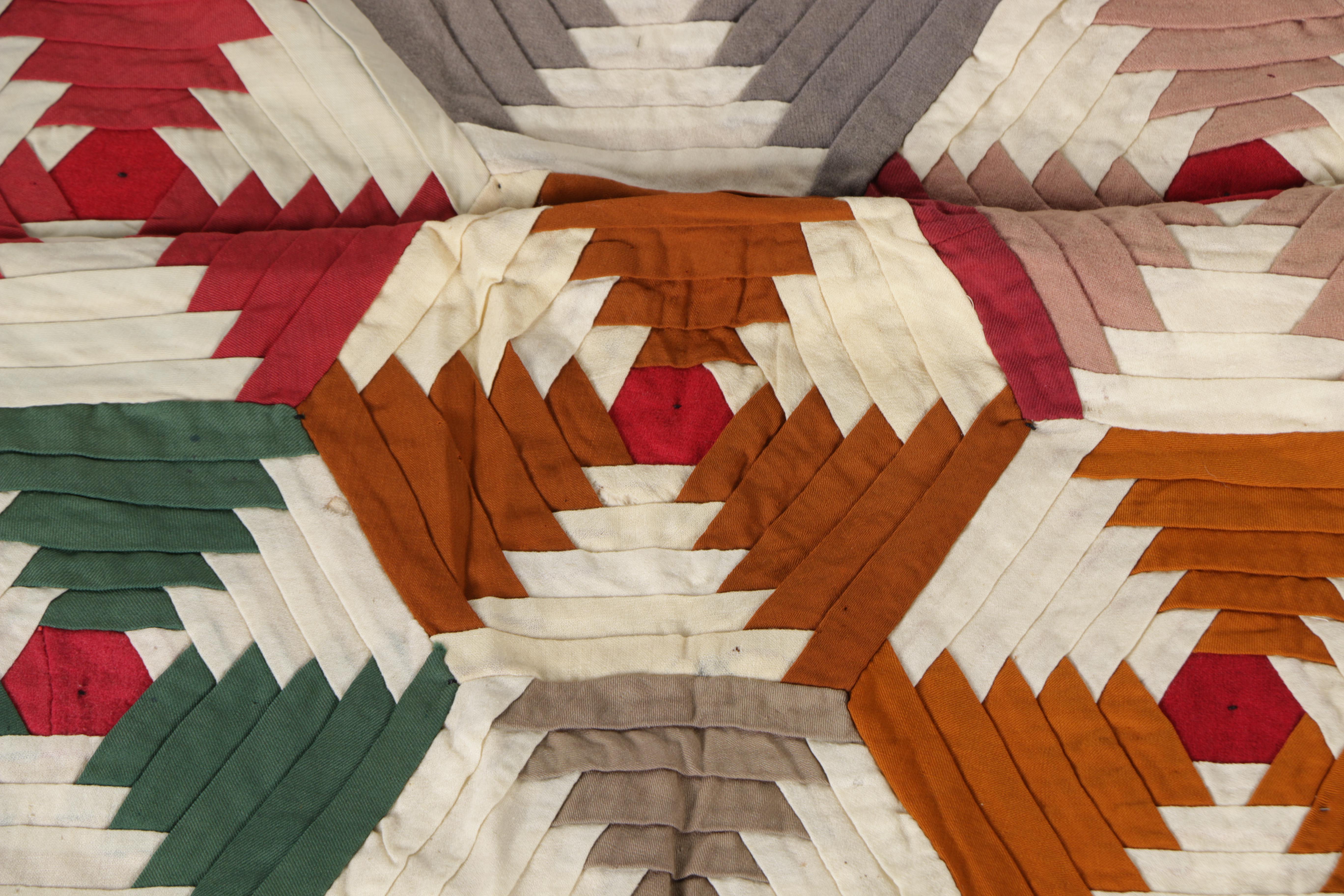 Antique Handmade "Log Cabin Pineapple" Quilt