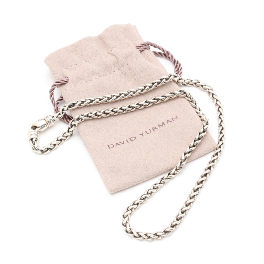 David Yurman Sterling Silver Wheat Chain Necklace