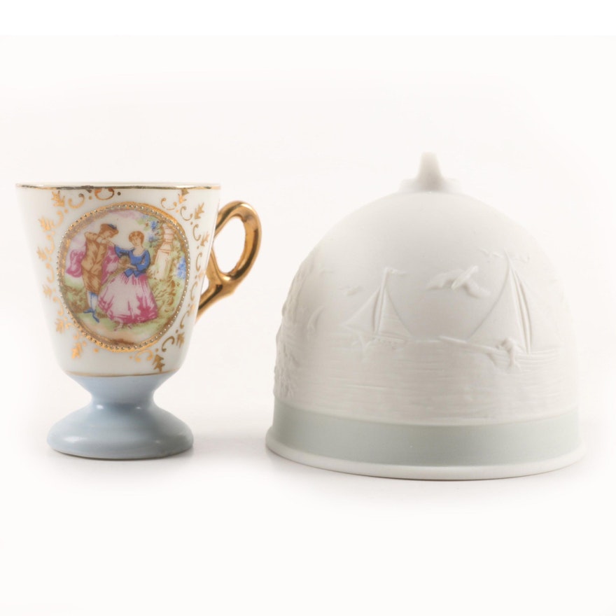 1992 Lladró Collectors Society Porcelain Bell and Courting Tableau Teacup