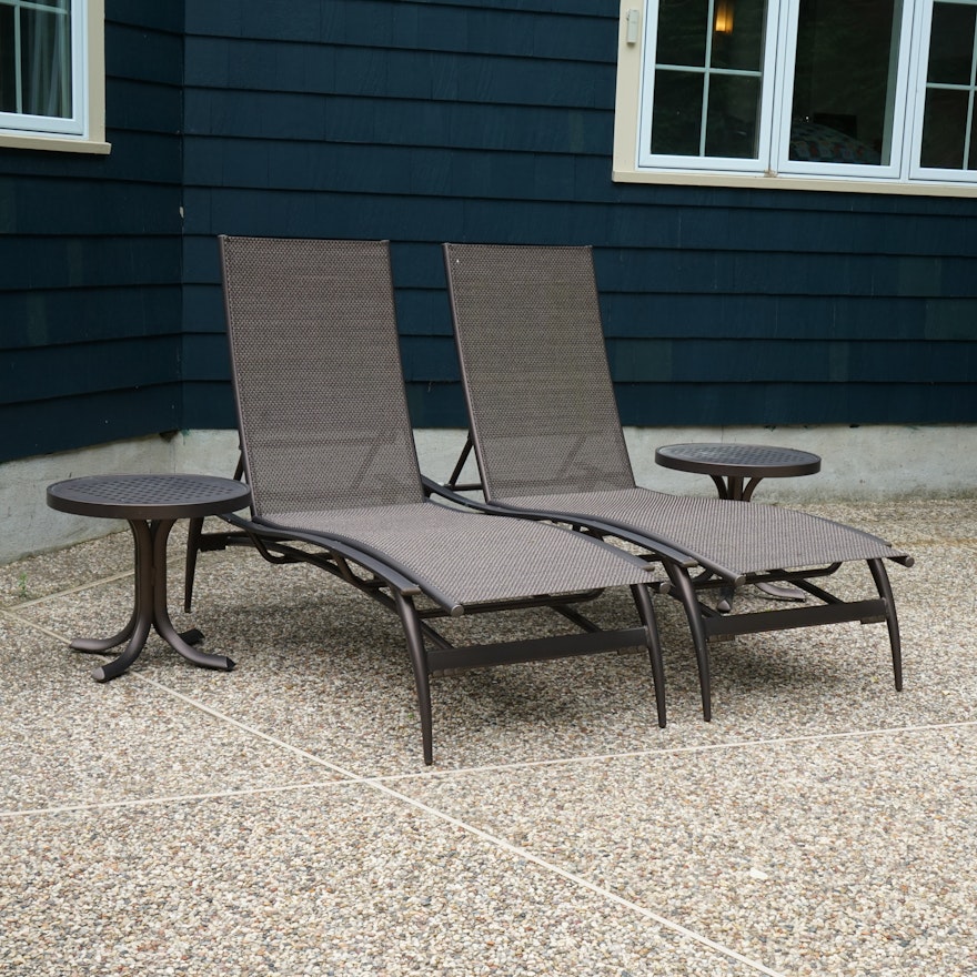 Tropitone Patio Chaise Lounges with Matching Side Tables