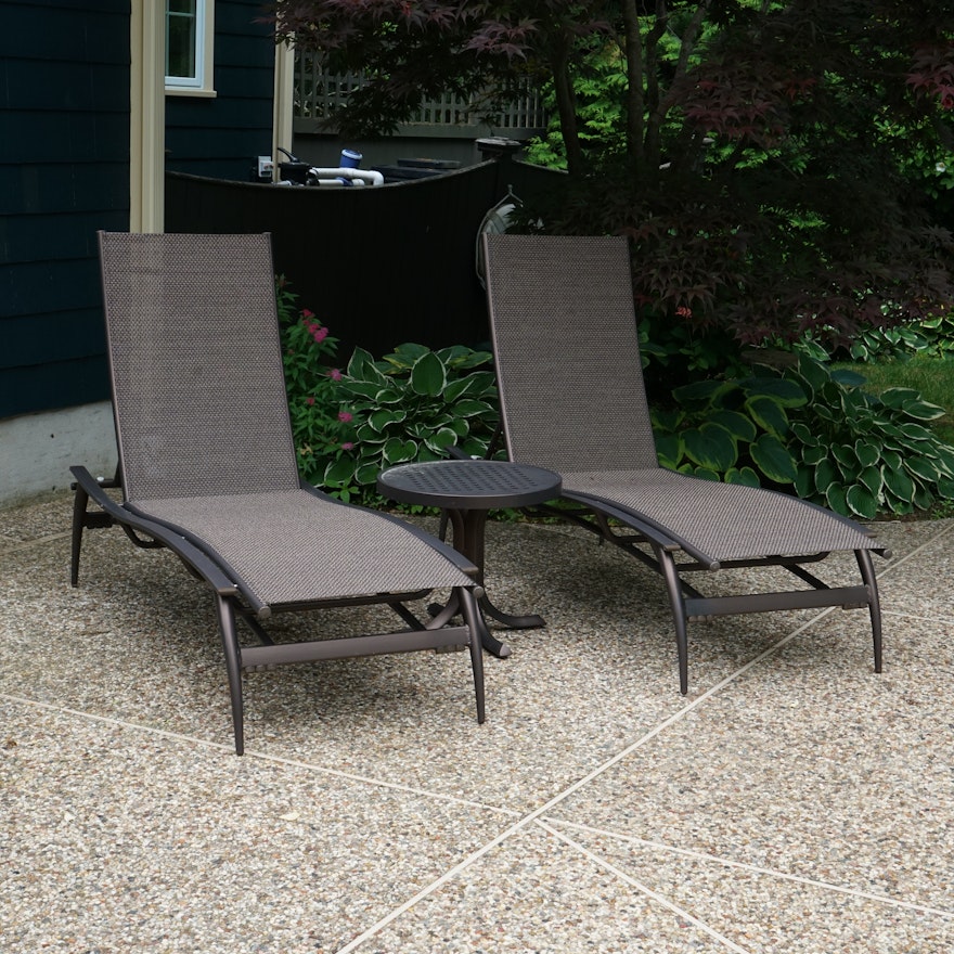Tropitone Patio Chaise Lounges with Matching Side Table
