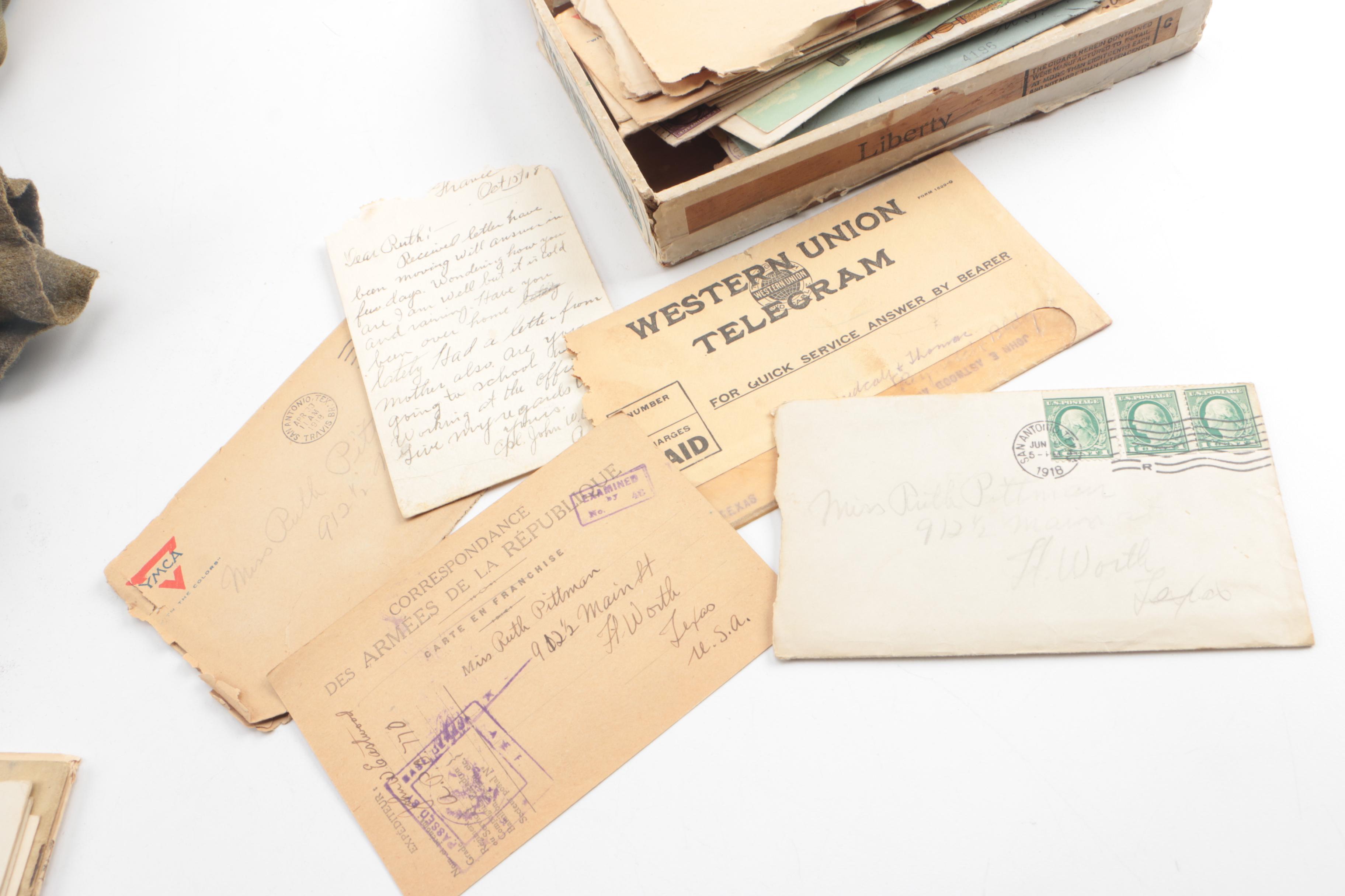 WWI Uniform with Letters to Home, Printing Plates and More