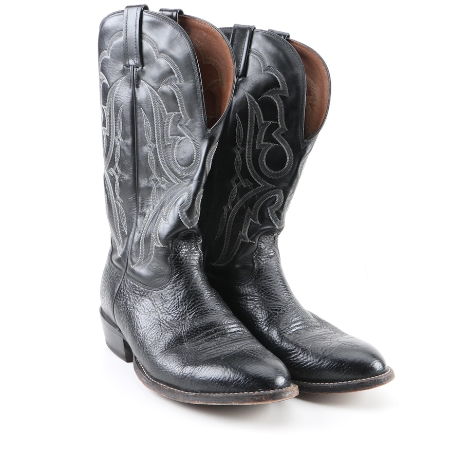 Men's Nocono Black Leather Cowboy Boots