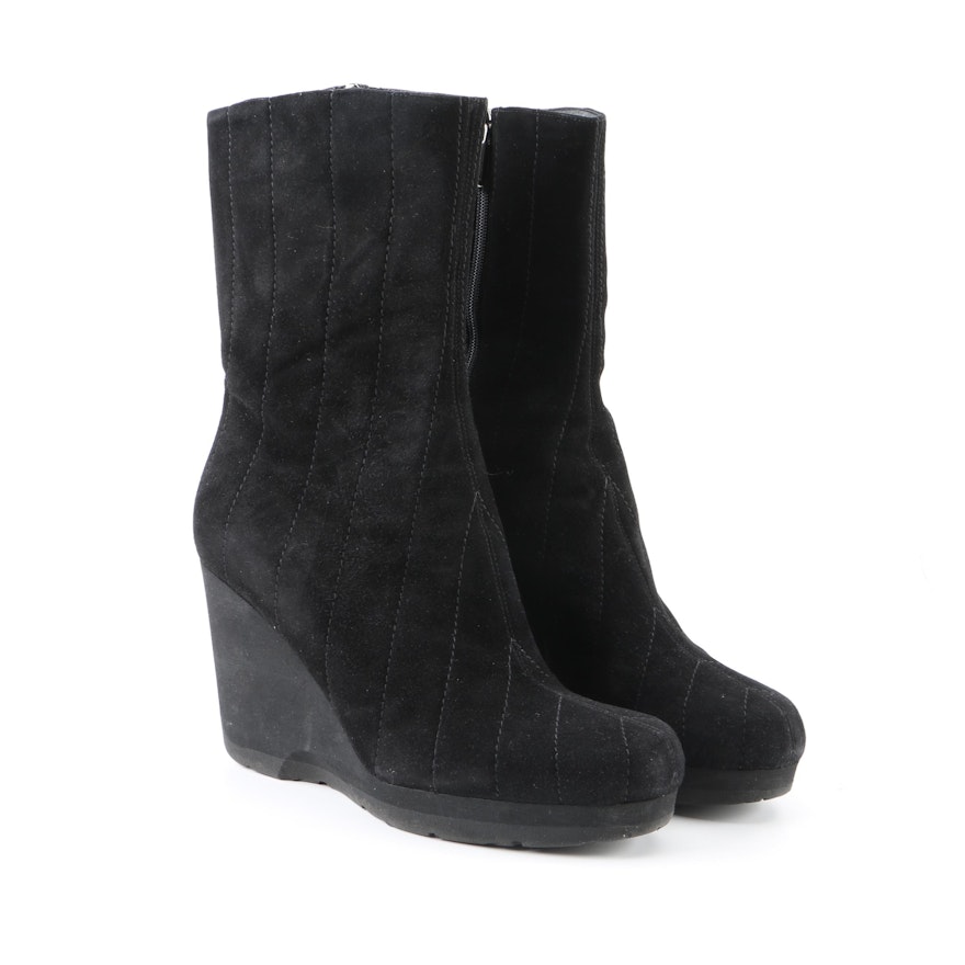 Women's Thierry Rabotin Black Suede Wedge Boots