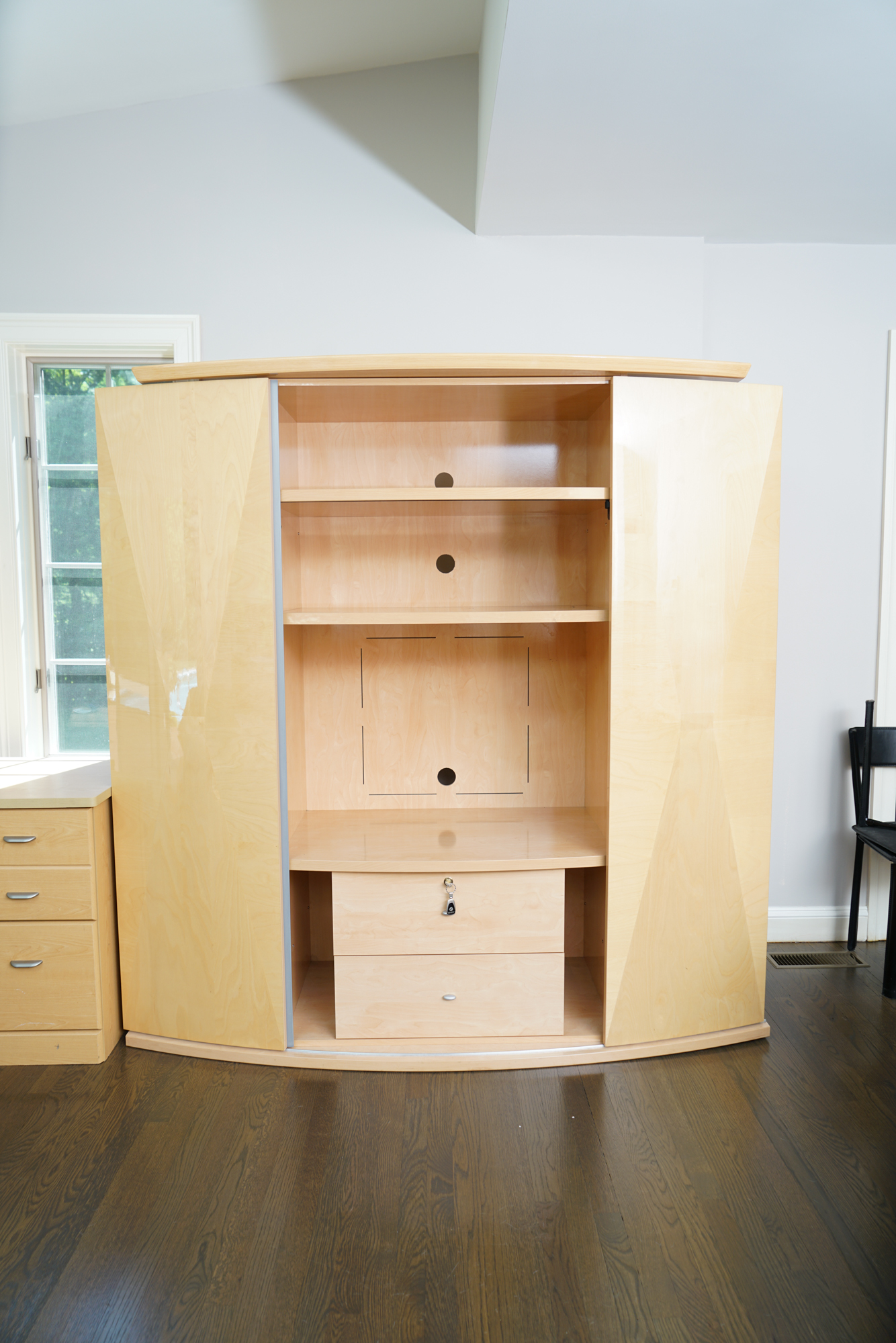 Contemporary Maple Laminate Entertainment Armoire