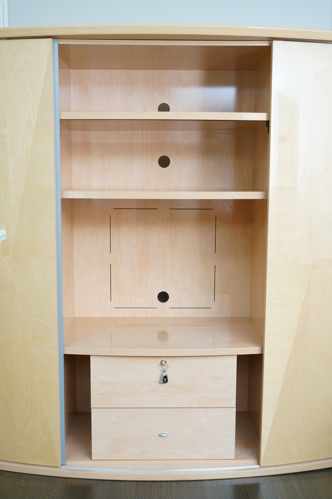 Contemporary Maple Laminate Entertainment Armoire