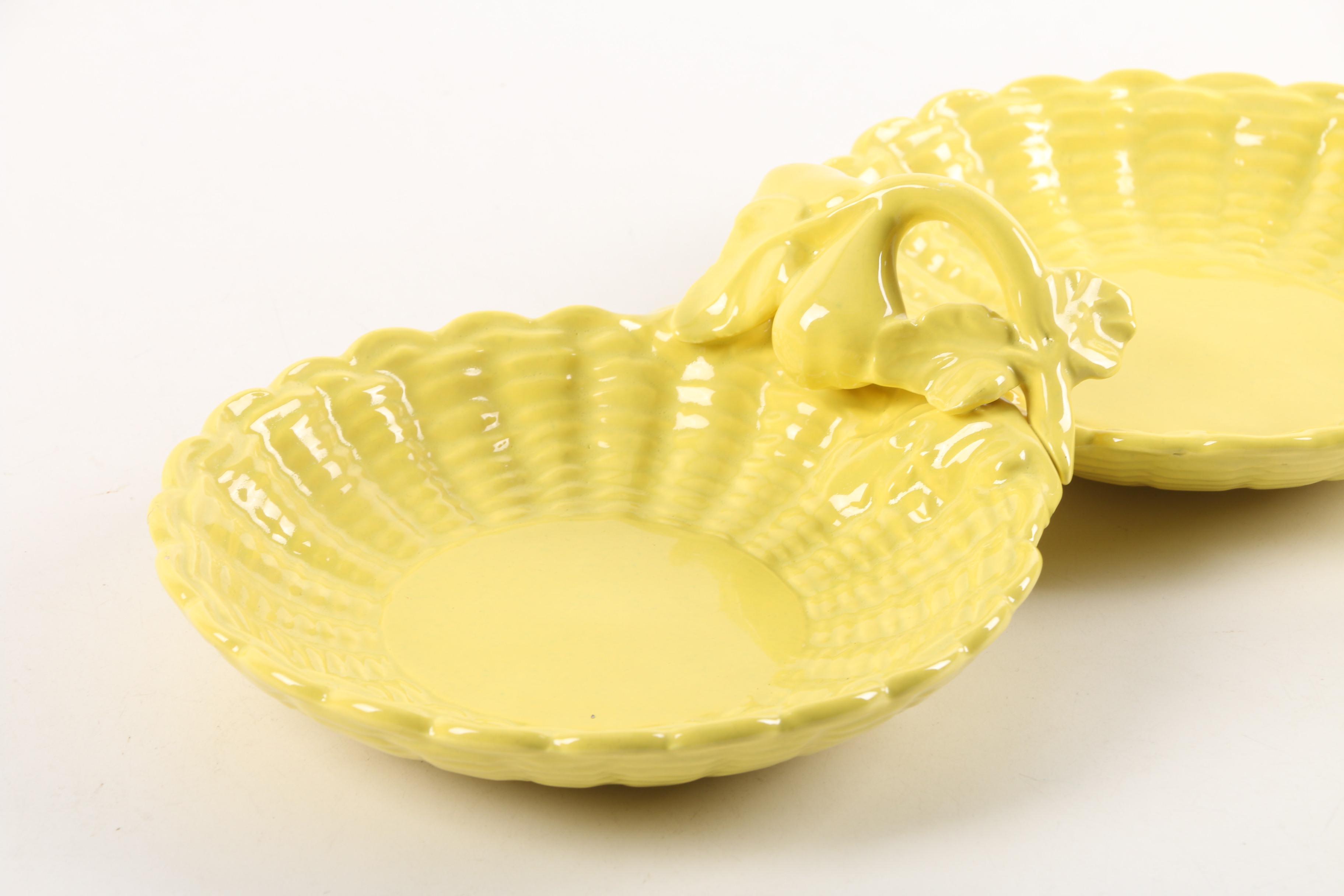 Vintage California Pottery Yellow Tidbit Dish