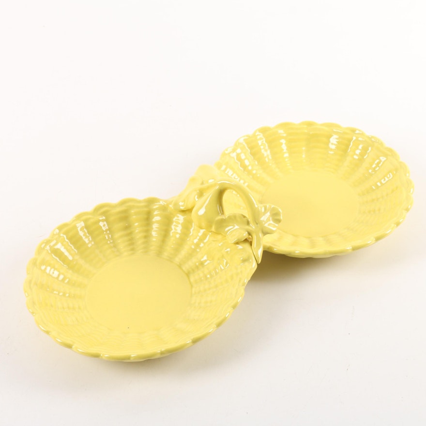 Vintage California Pottery Yellow Tidbit Dish