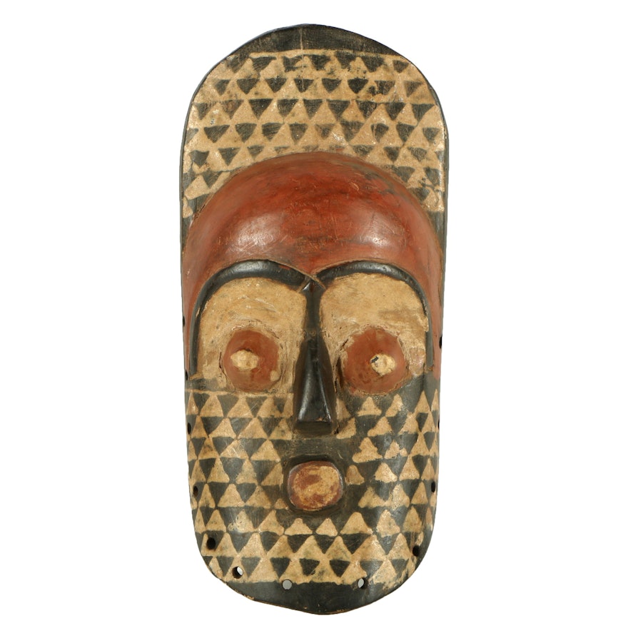 20th Century Polychrome Wooden Kuba Pwoom Itok Style Mask