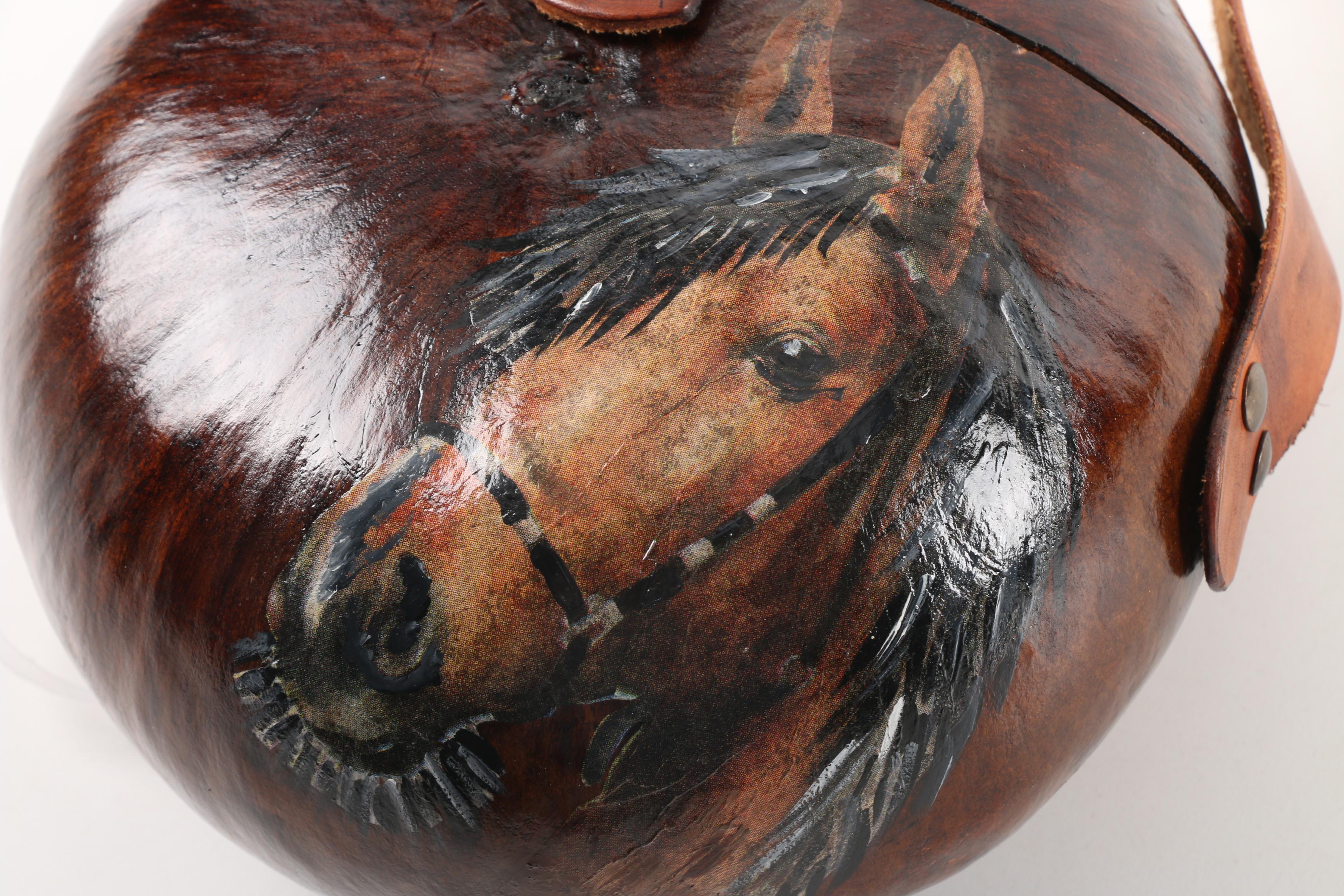 Snook 'n' Company Hand-Decorated and Signed "Beautiful Stallion" Gourd Handbag