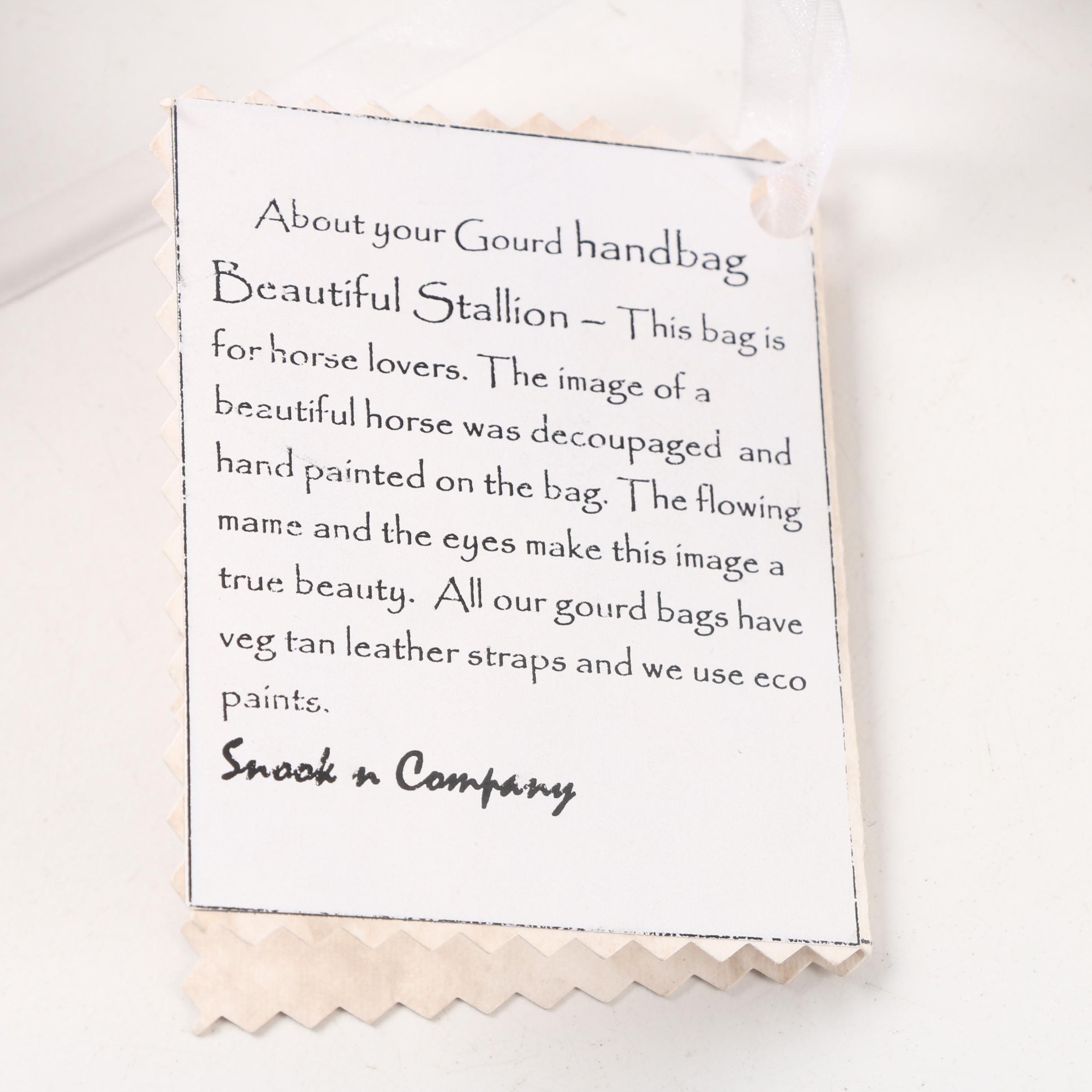 Snook 'n' Company Hand-Decorated and Signed "Beautiful Stallion" Gourd Handbag