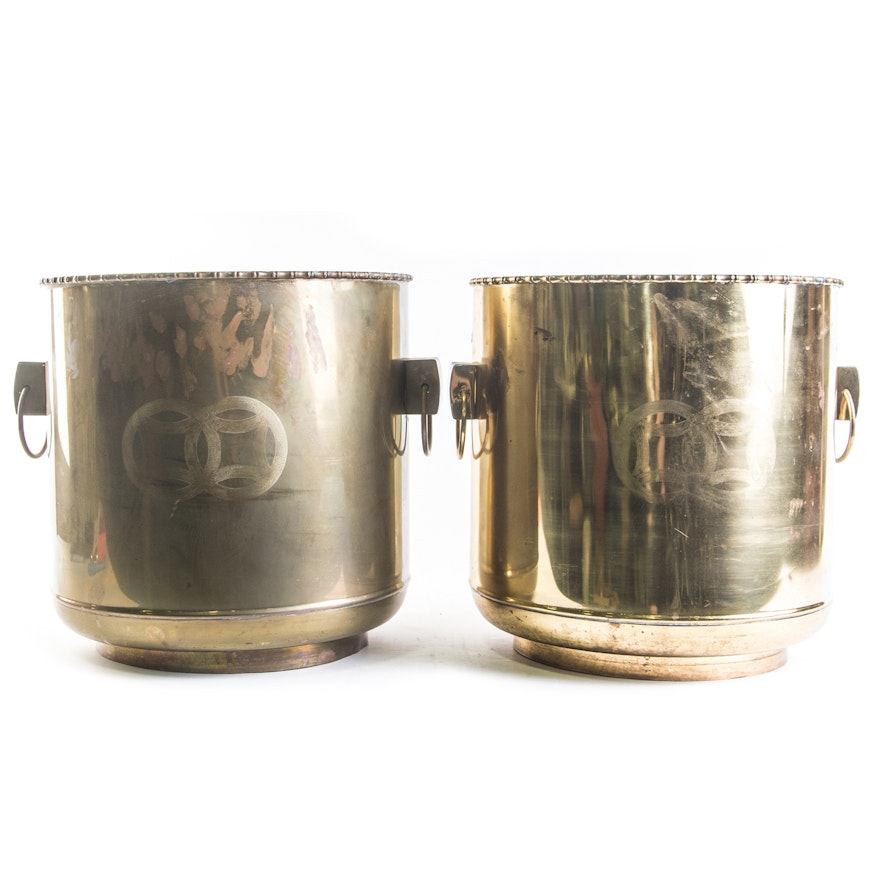 Vintage Chinese Inspired Brass Planters