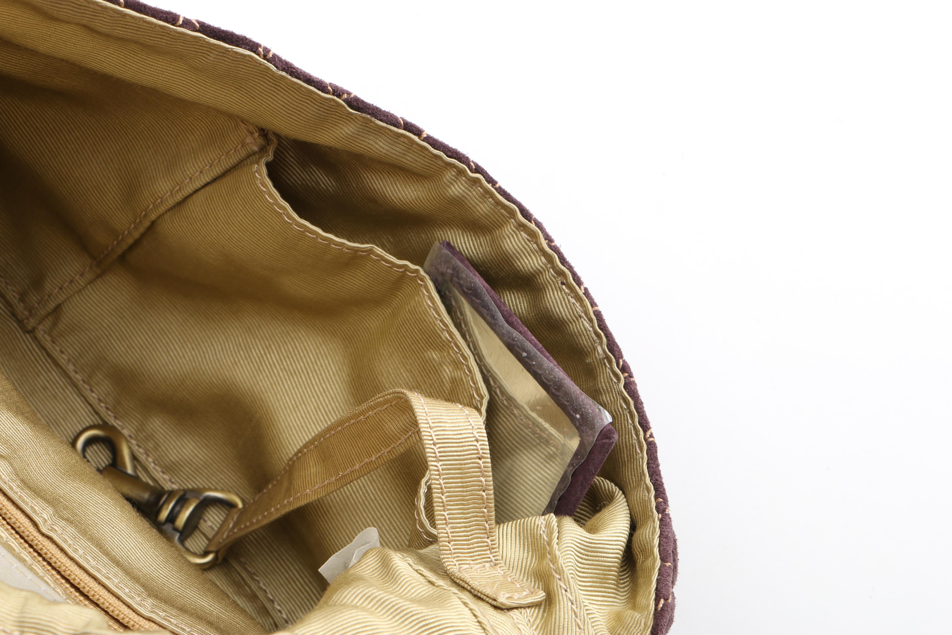 Eric Javits Brown Quilted Suede Flap Front Hobo Bag