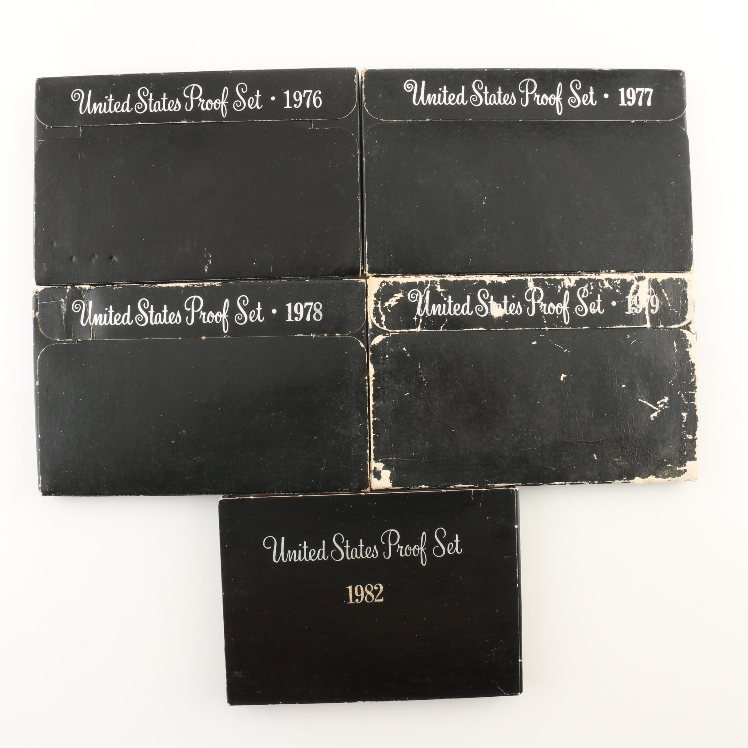 Five U.S. Mint Proof Sets from the 1970s and Early 1980s