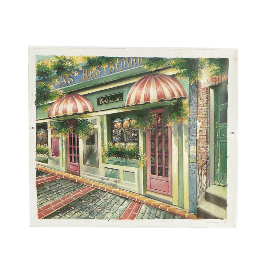 A. Cameron Oil Painting of Restaurant