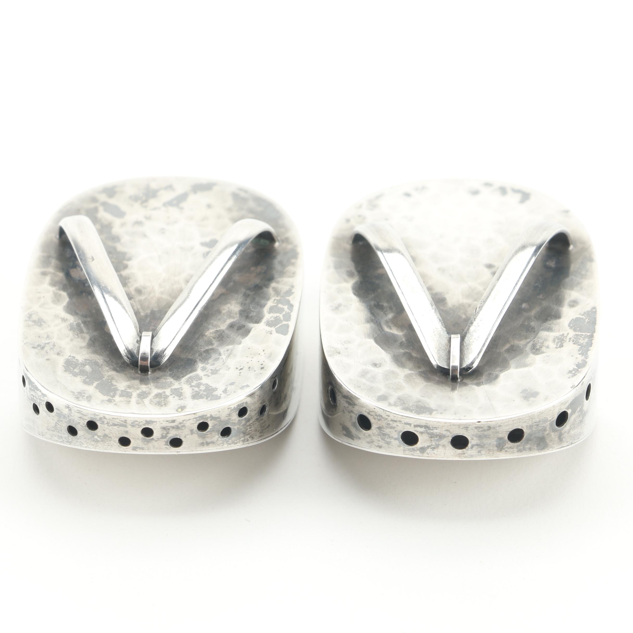 Japanese 950 Sterling Silver Geta Sandal Salt and Pepper Shaker Set