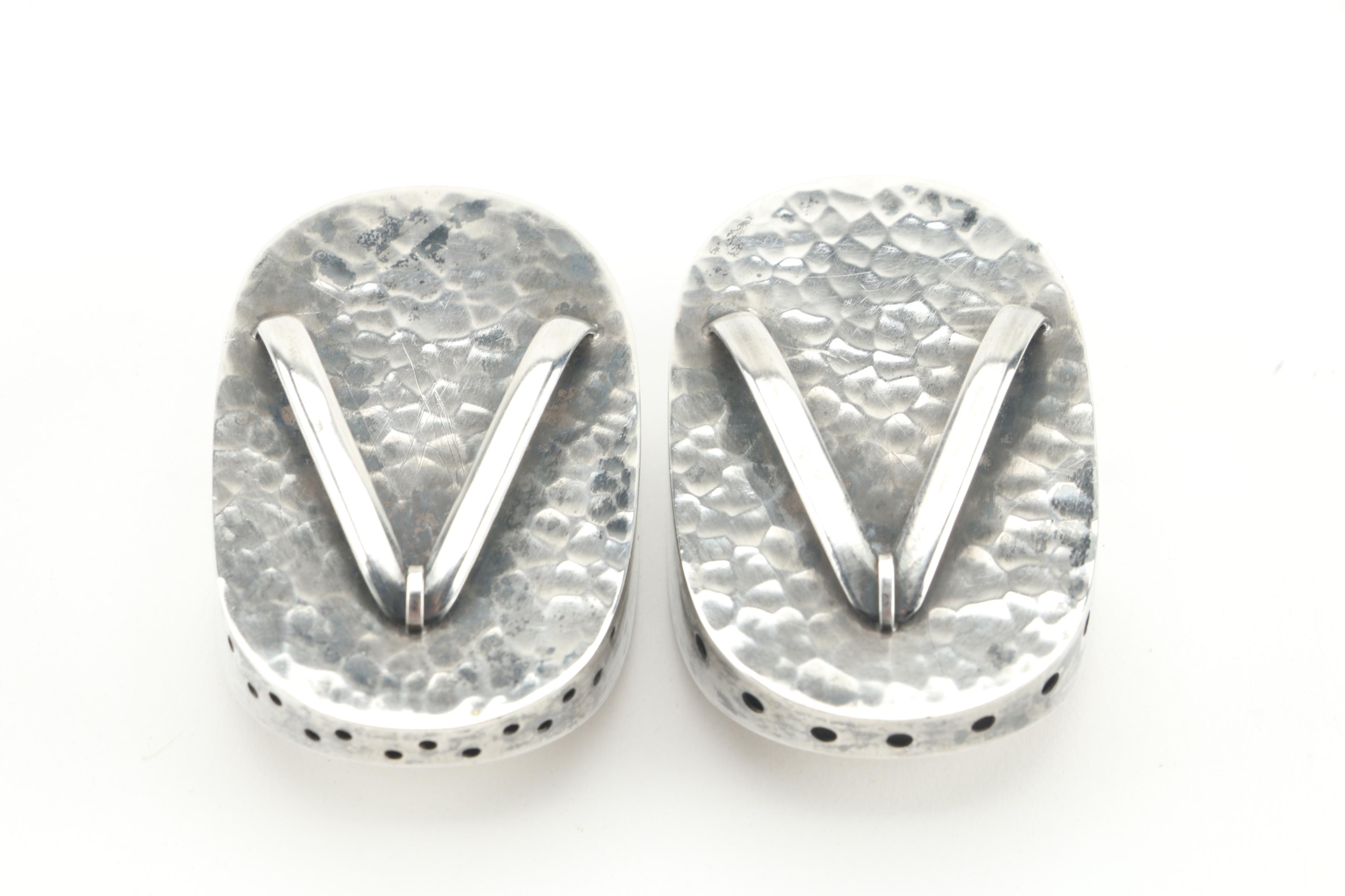 Japanese 950 Sterling Silver Geta Sandal Salt and Pepper Shaker Set