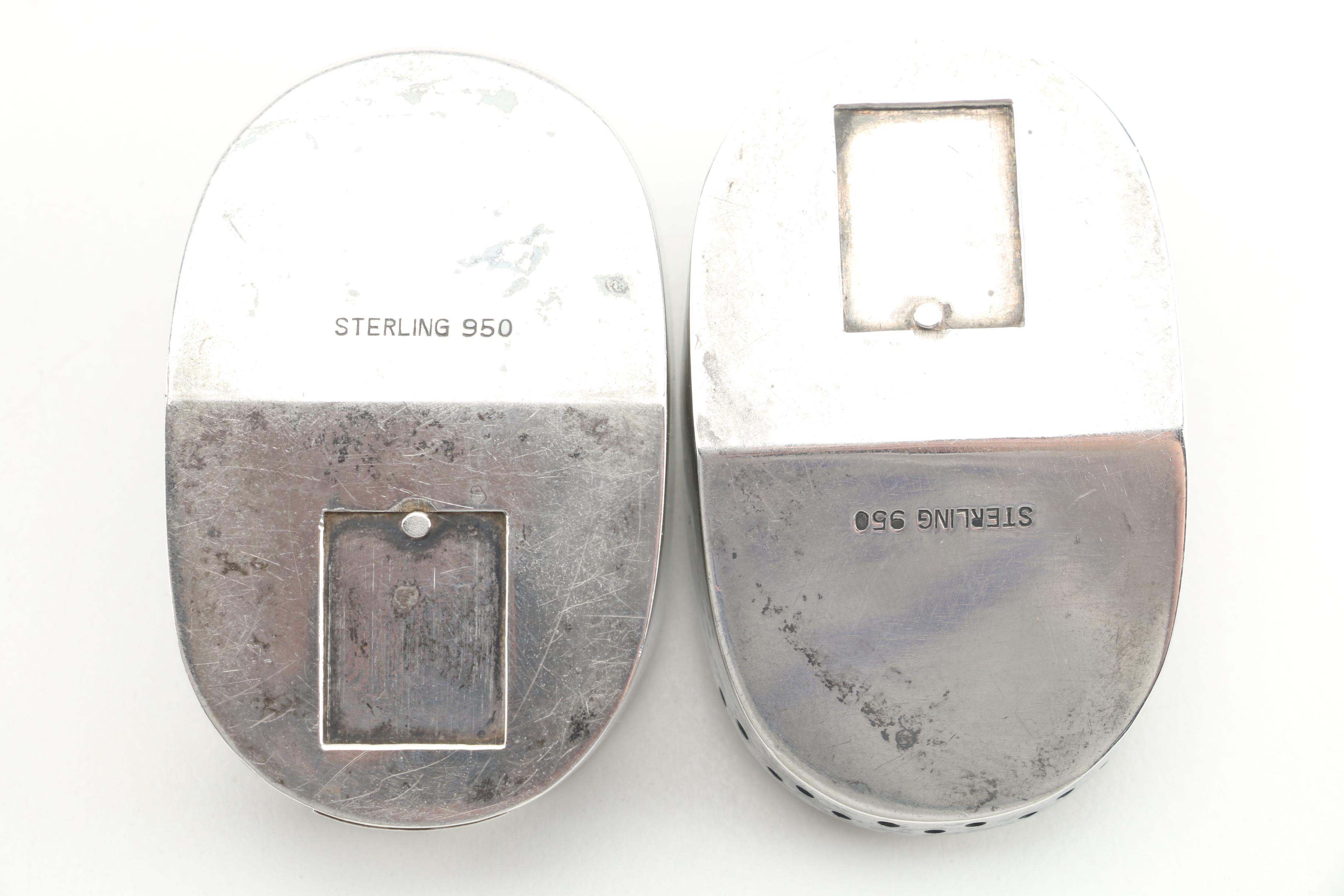 Japanese 950 Sterling Silver Geta Sandal Salt and Pepper Shaker Set