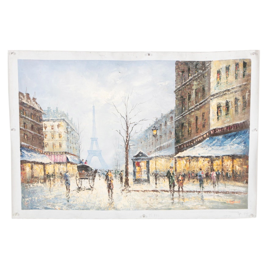 C. Legrand Oil Painting of Parisian Street