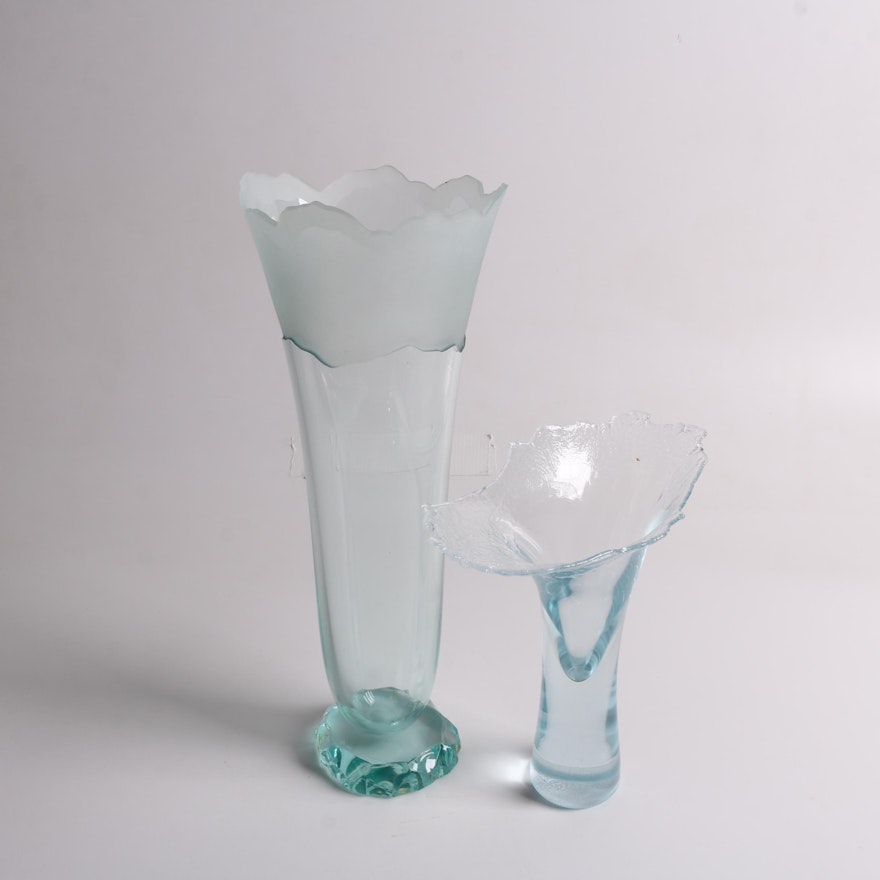 Signed Art Glass Vases Including Deeble