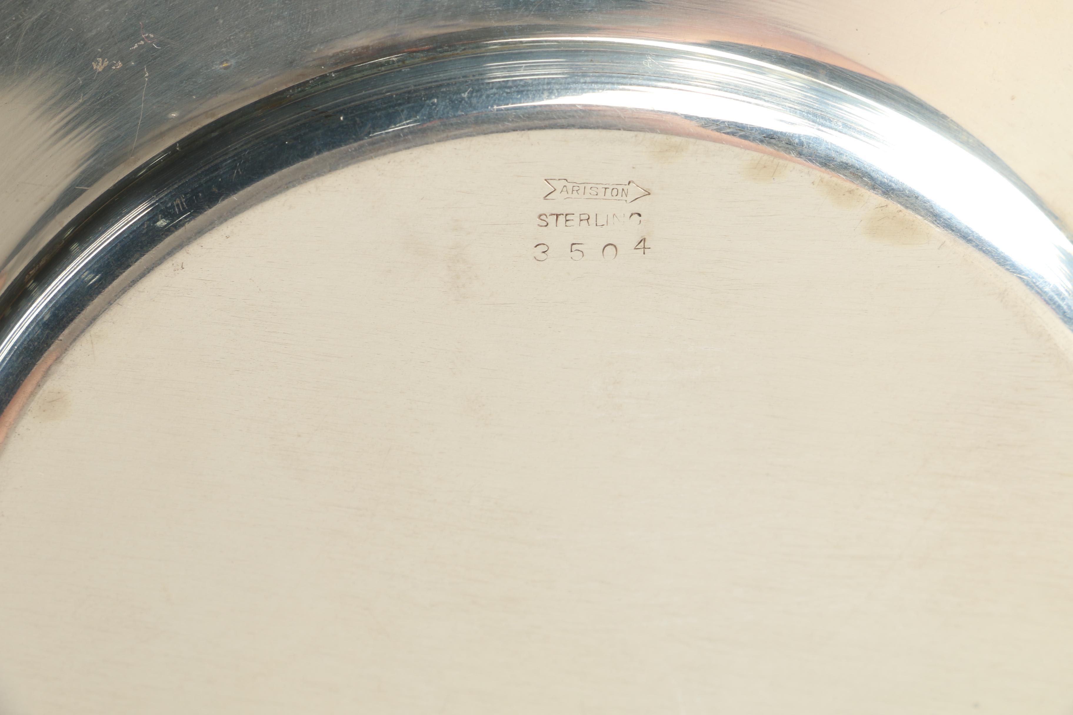 Sterling Silver Bread and Butter Plates Featuring M. Fred Hirsch Co. and Ariston