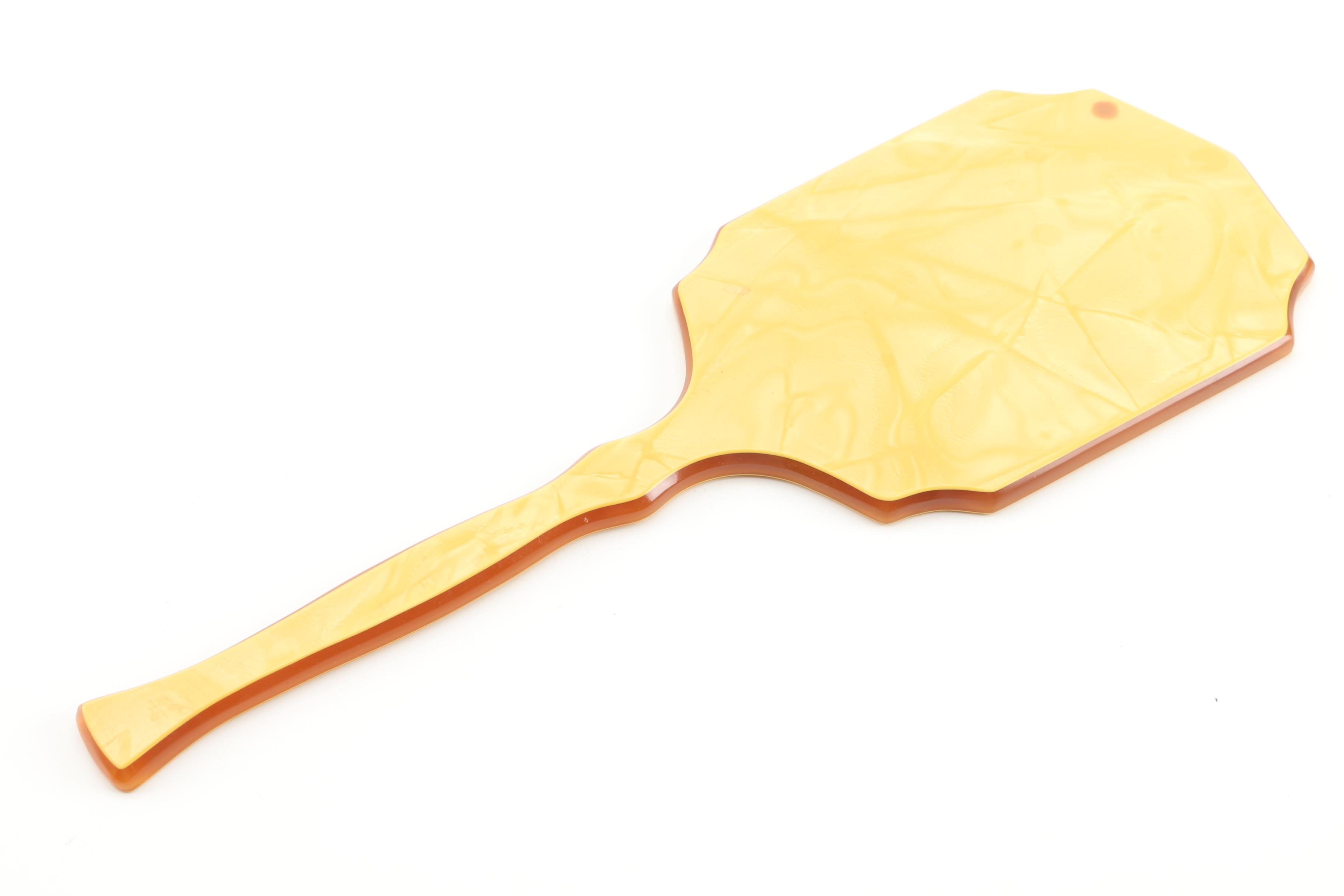 Vintage Seven-Piece Celluloid Vanity Set and Erphila Art Pottery Lidded Box