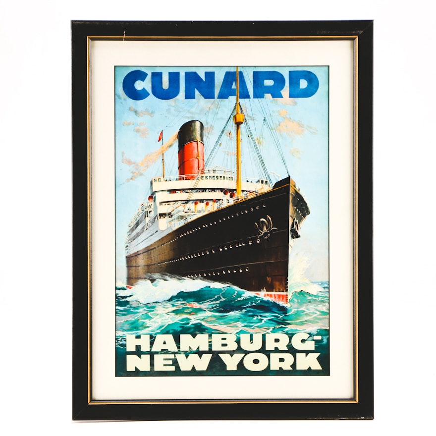 Offset Lithograph After a Cunard Steamship Advertisement