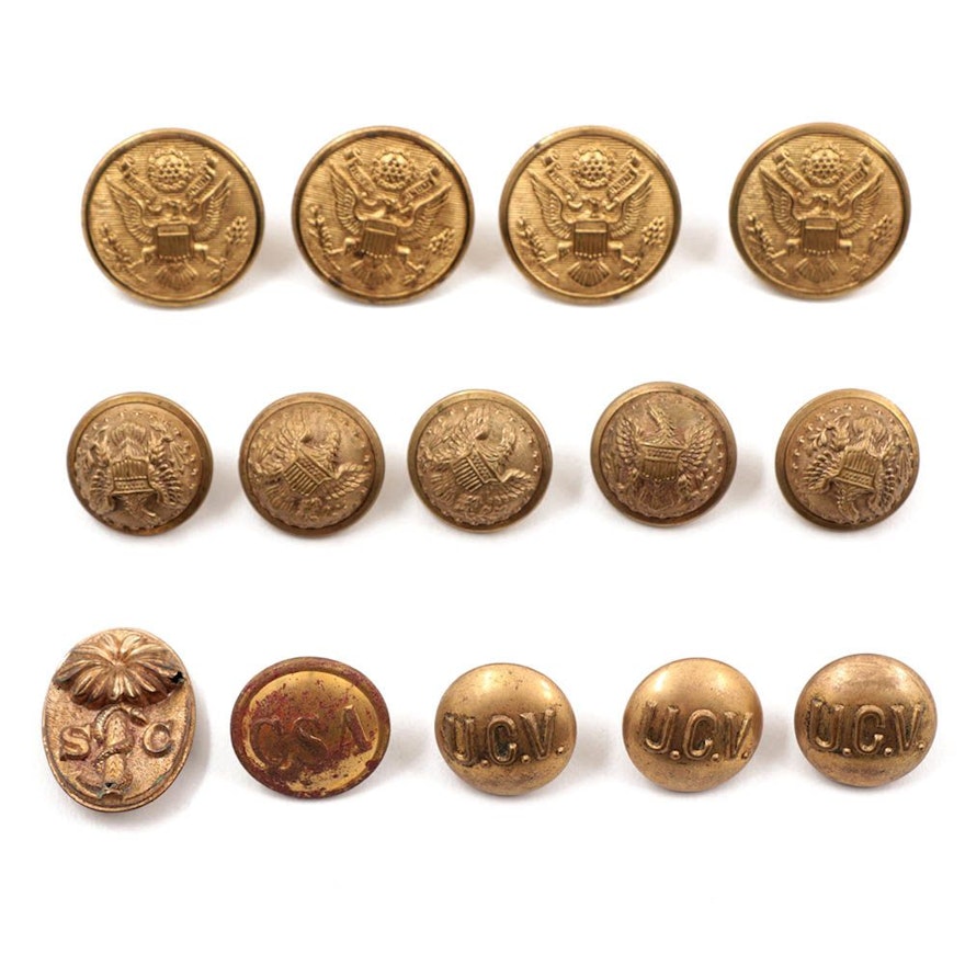 Civil War And WWI Military Uniform Buttons