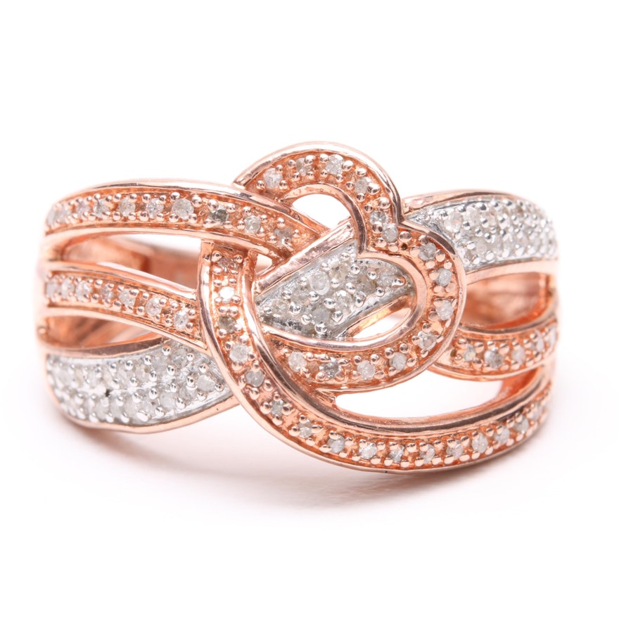 Rose Gold on Sterling Silver Diamond Ring