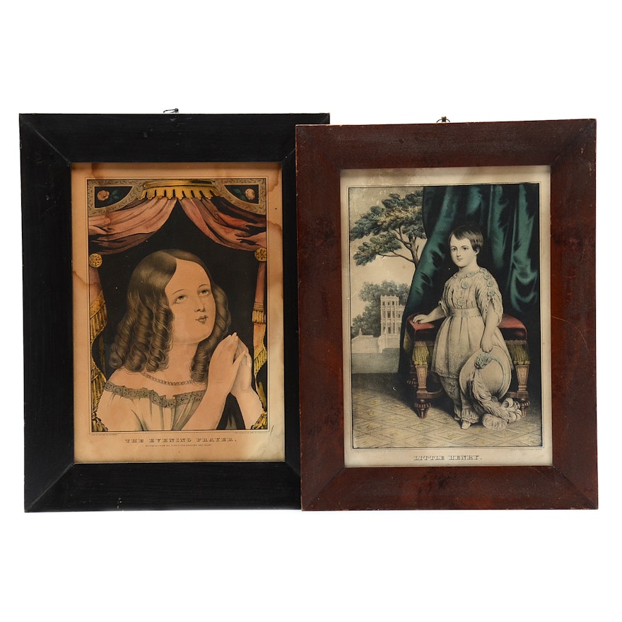 Two Antique Hand-Colored Lithographs