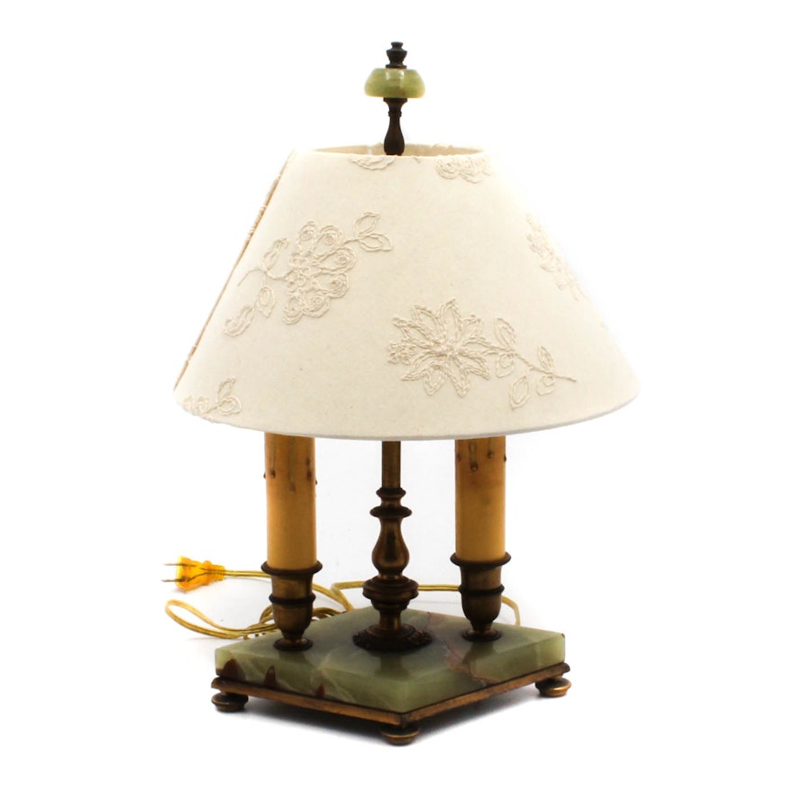 Vintage Agate and Glass Table Lamp