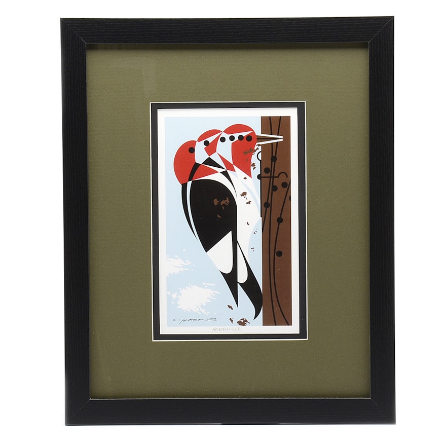 Charley Harper Offset Lithograph "Headbanger"