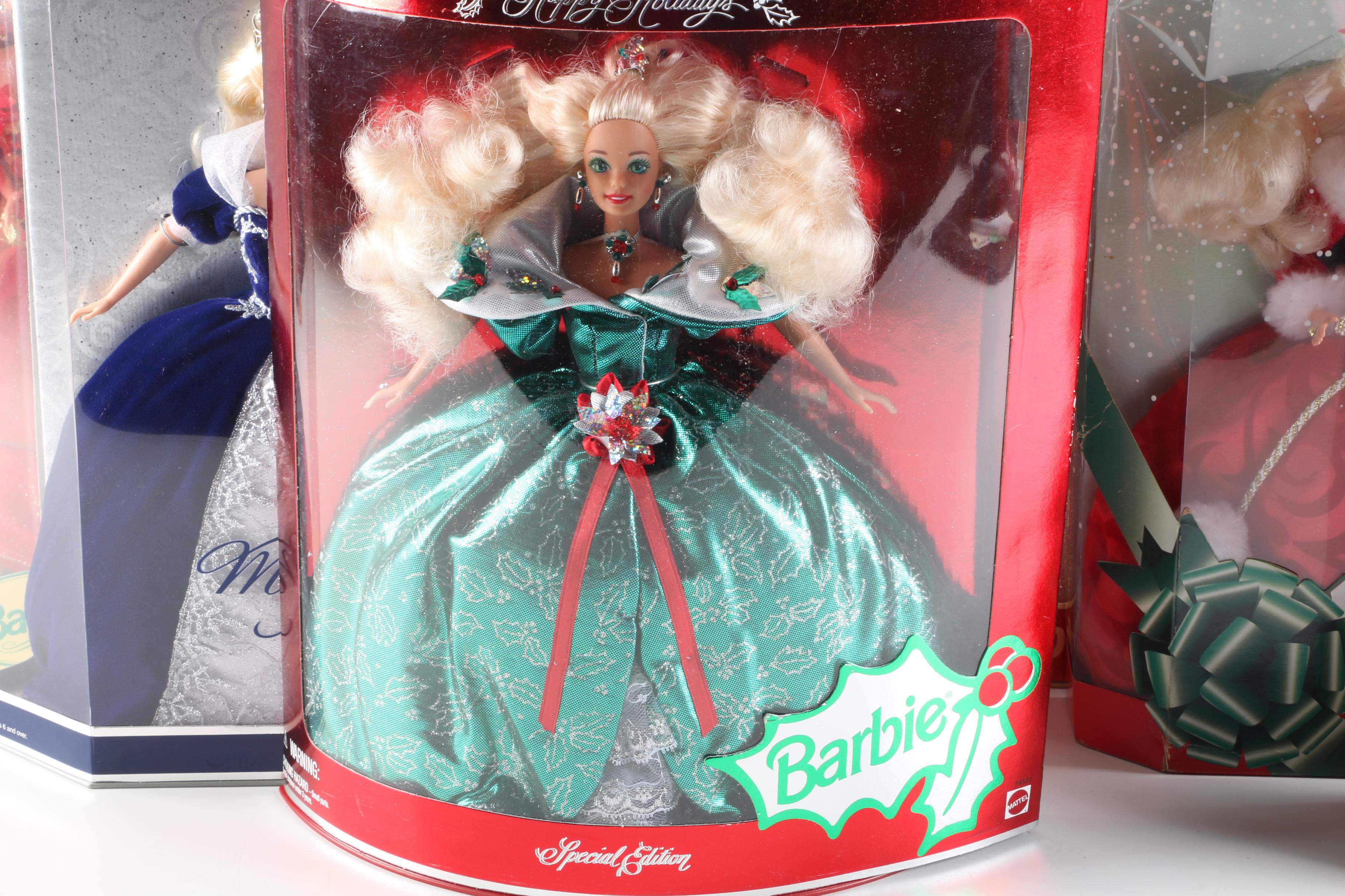 1990s Mattel Holiday Barbies Including "Millenium Princess"