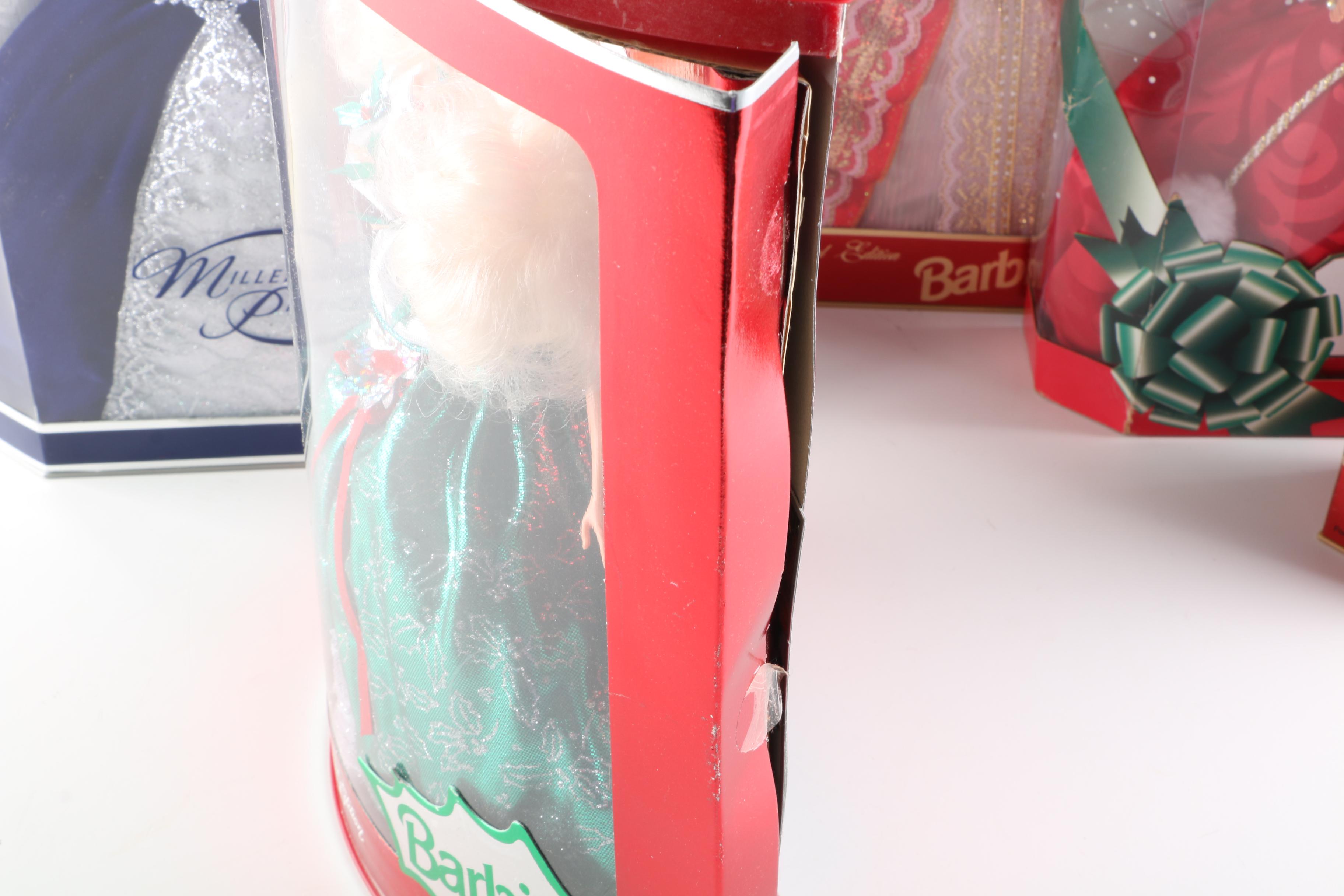 1990s Mattel Holiday Barbies Including "Millenium Princess"