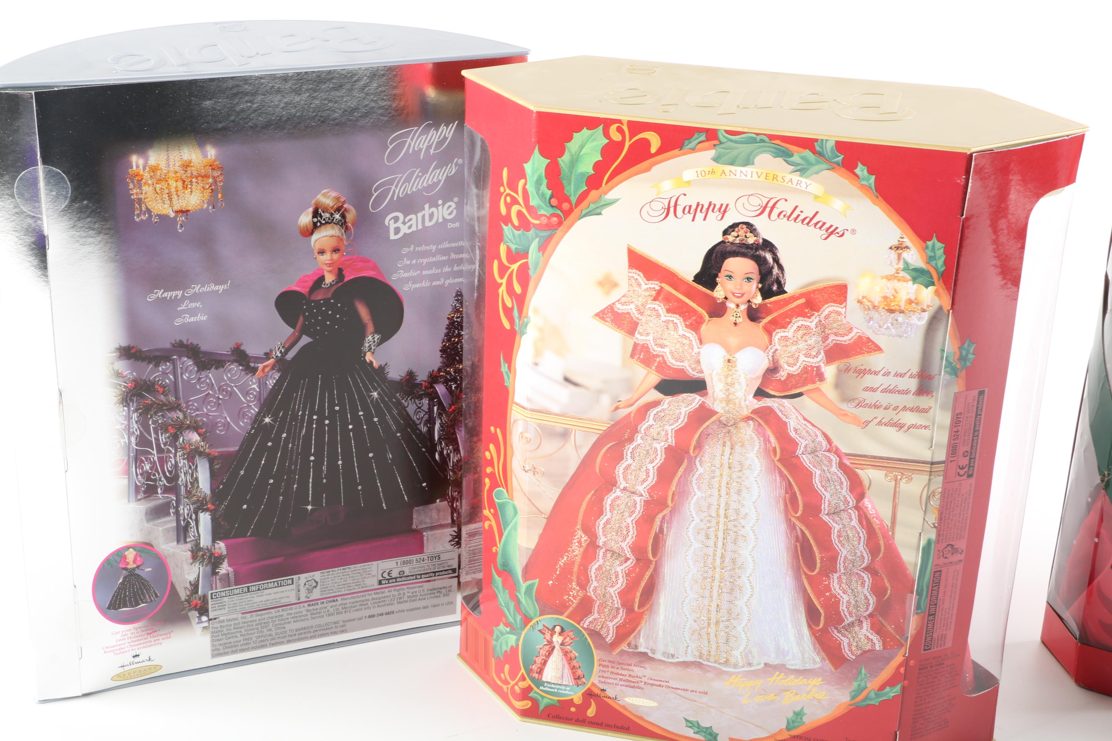 1990s Mattel Holiday Barbies Including "Millenium Princess"