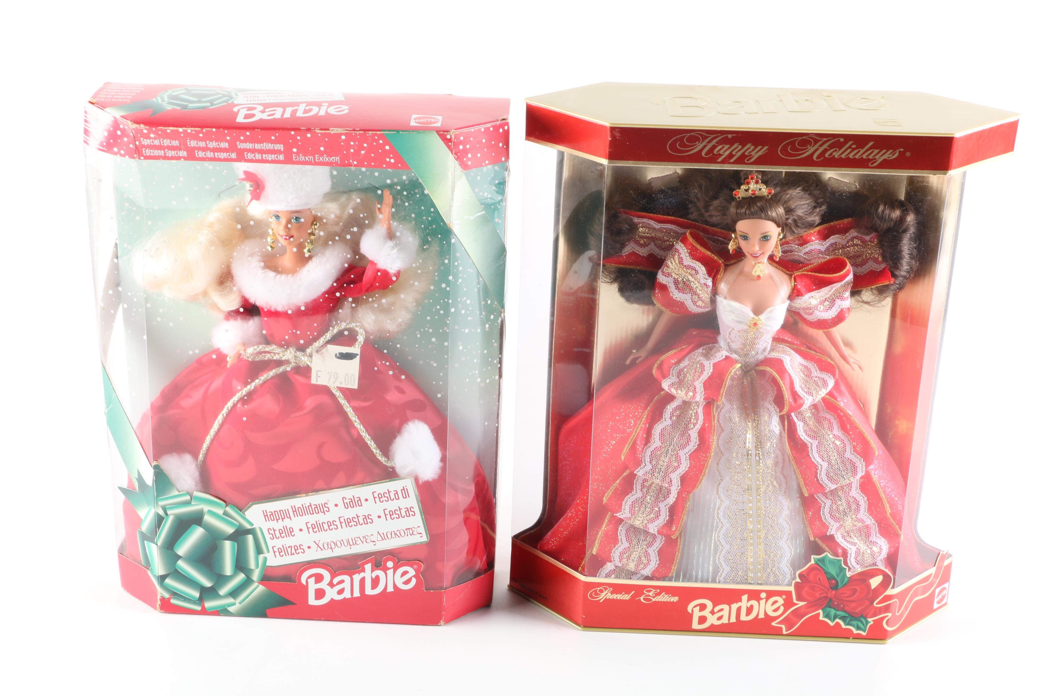 1990s Mattel Holiday Barbies Including "Millenium Princess"