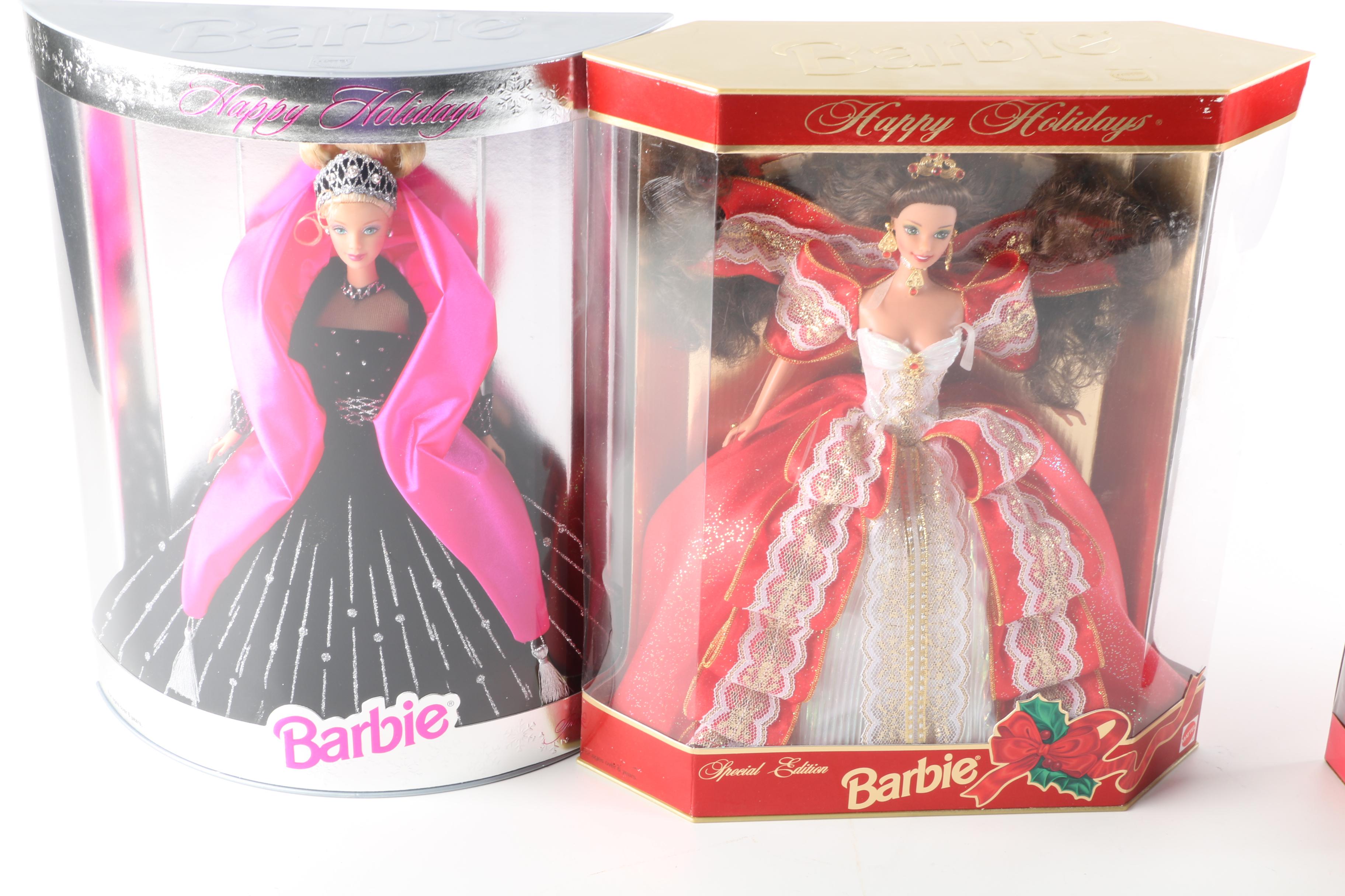 1990s Mattel Holiday Barbies Including "Millenium Princess"