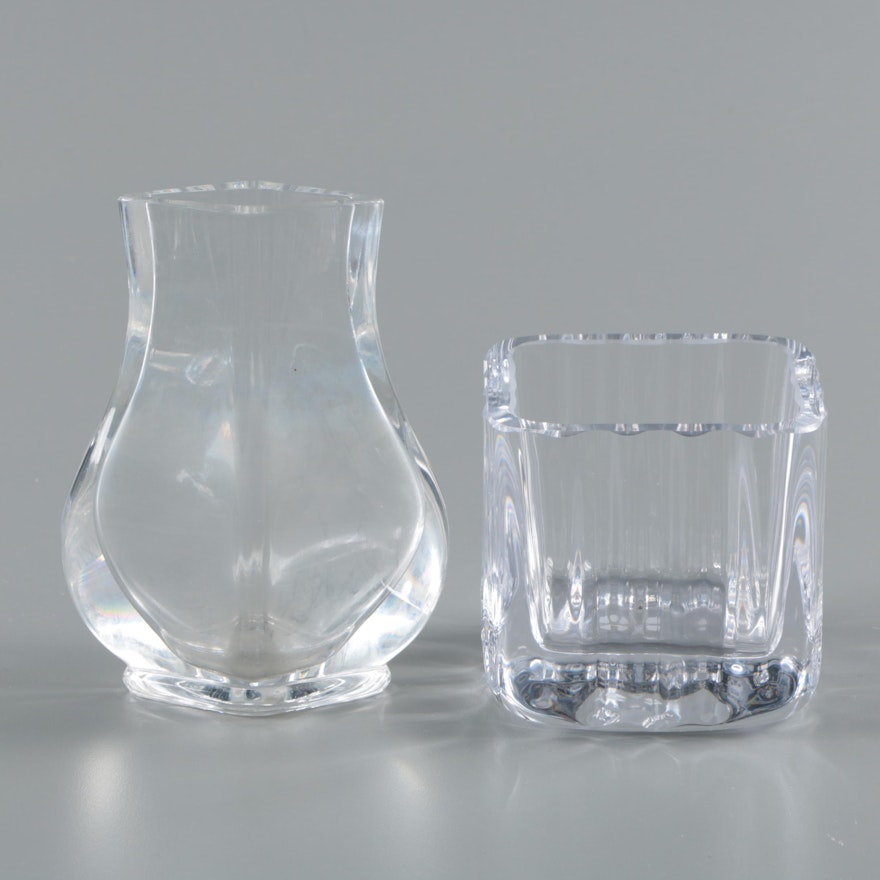Baccarat "Lilas" Crystal Vase and Simon Pearce Glass Bowl