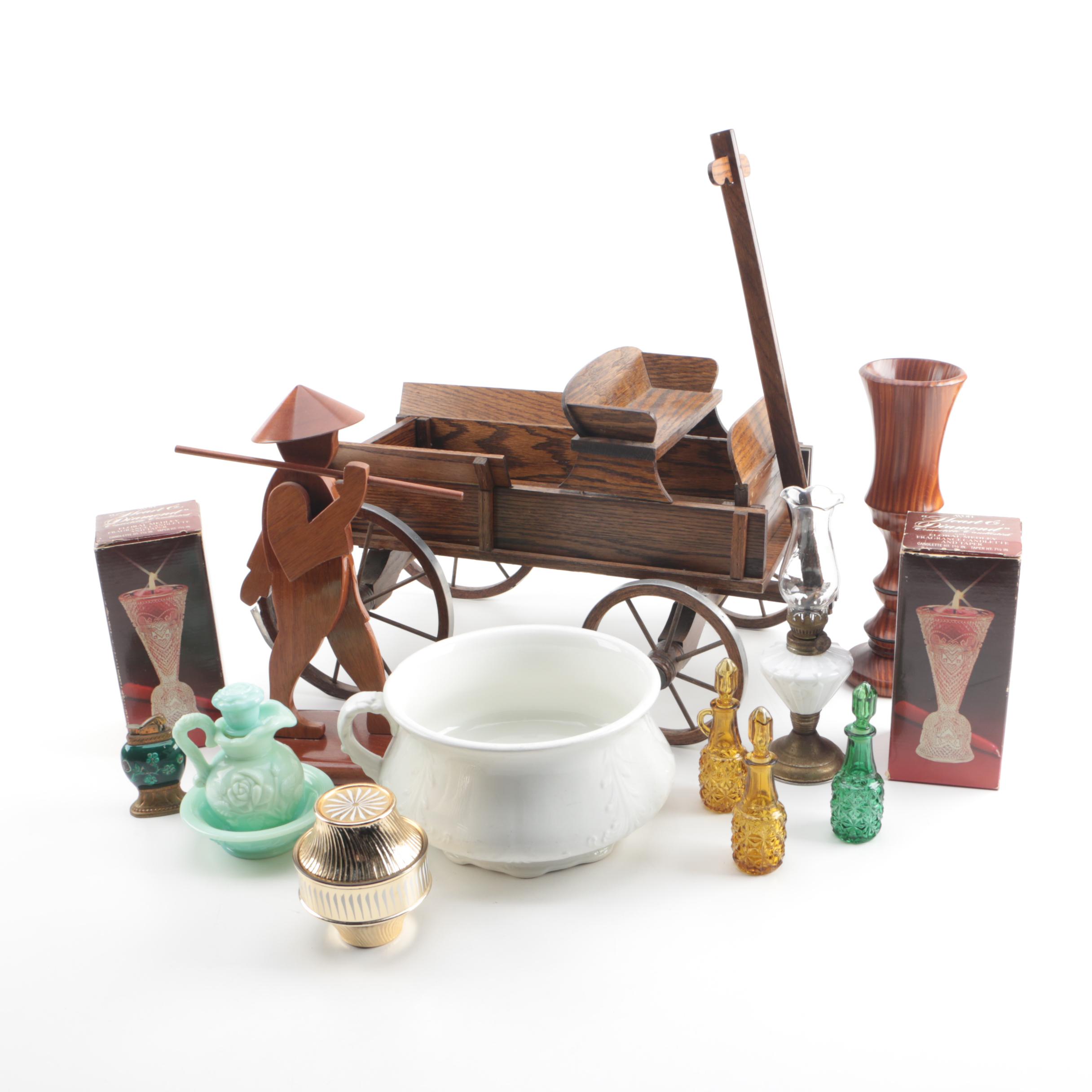 Antique Smith Phillips Semi Porcelain Chamber Pot with Decorative Decor