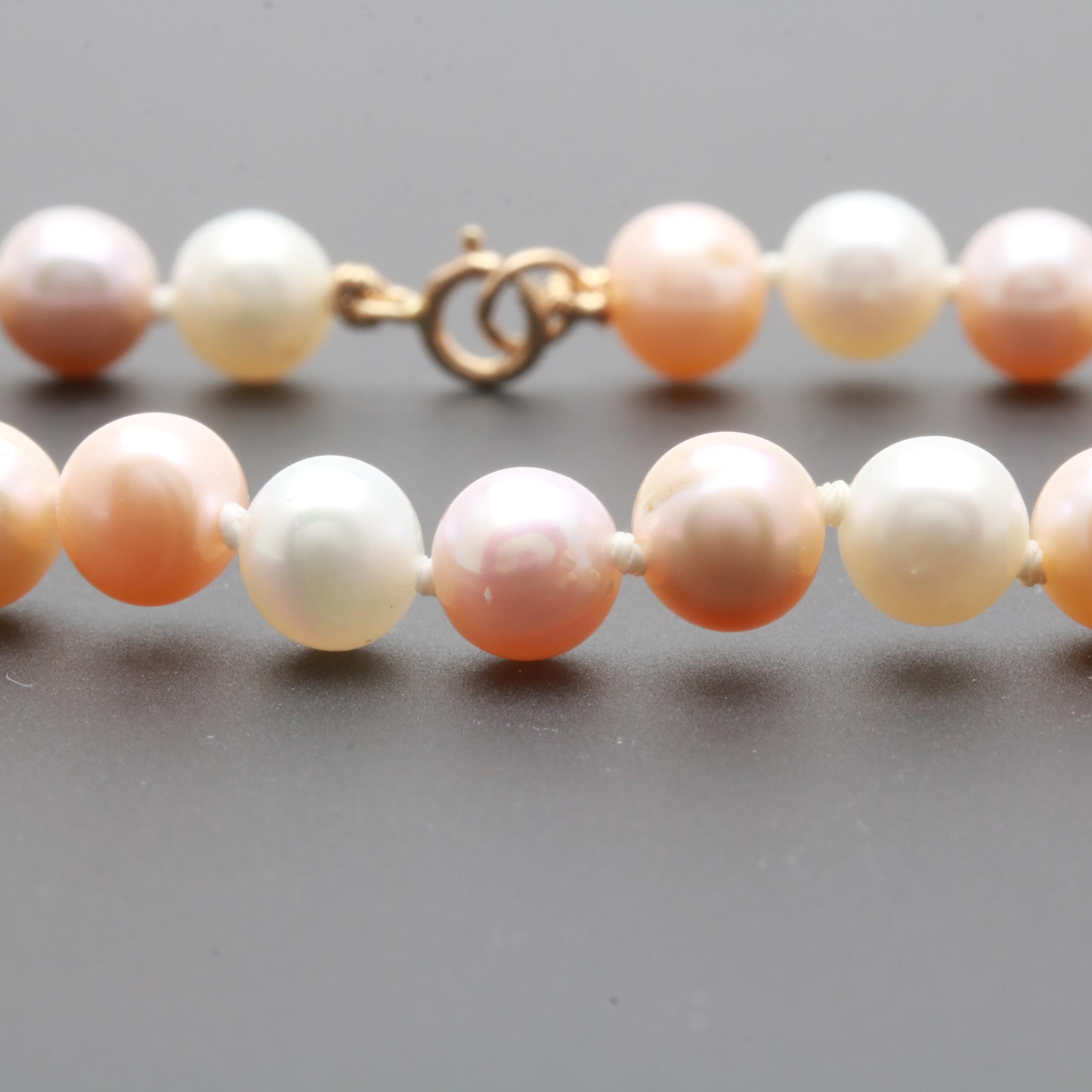 14K Yellow Gold Cultured Pearl Bead Bracelet