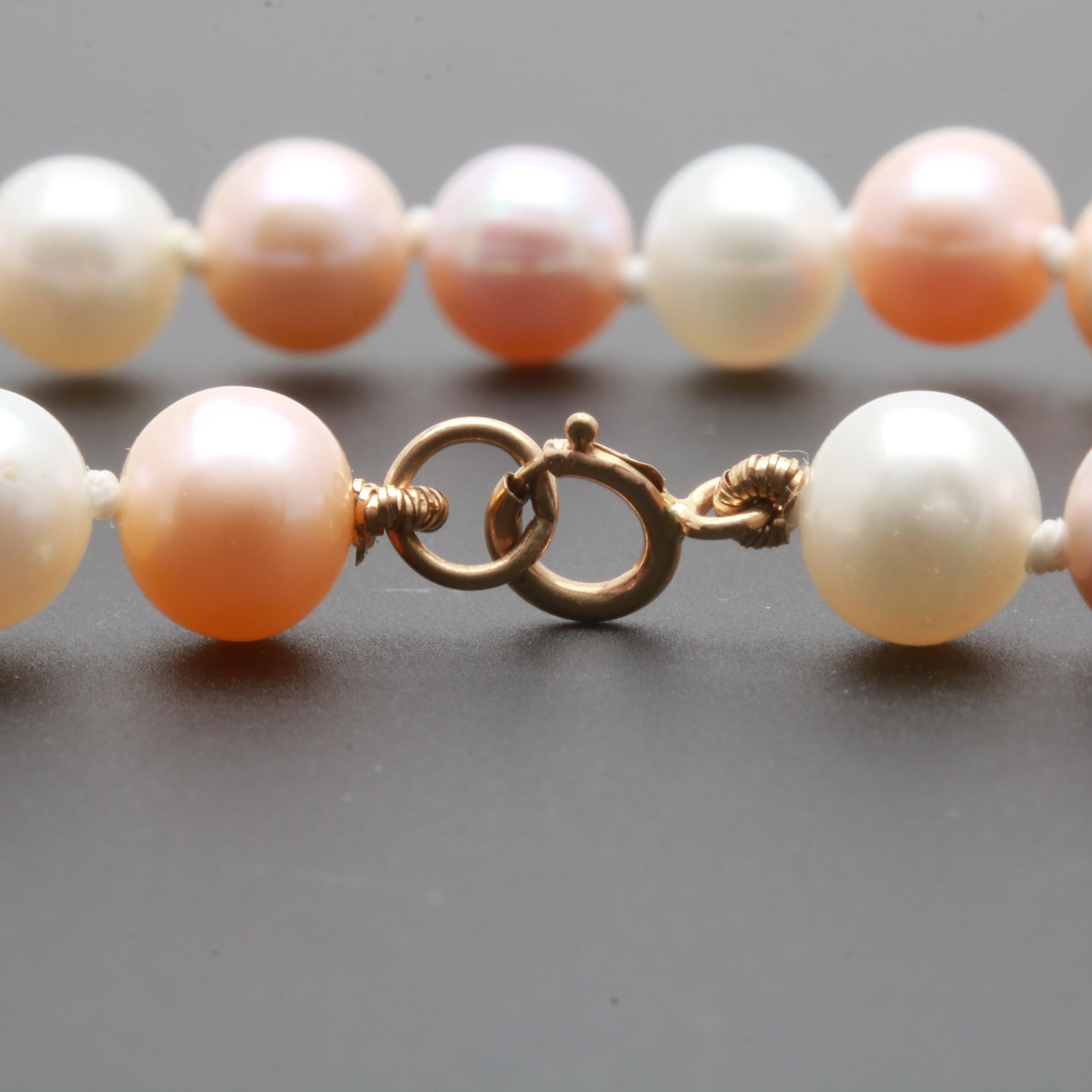 14K Yellow Gold Cultured Pearl Bead Bracelet