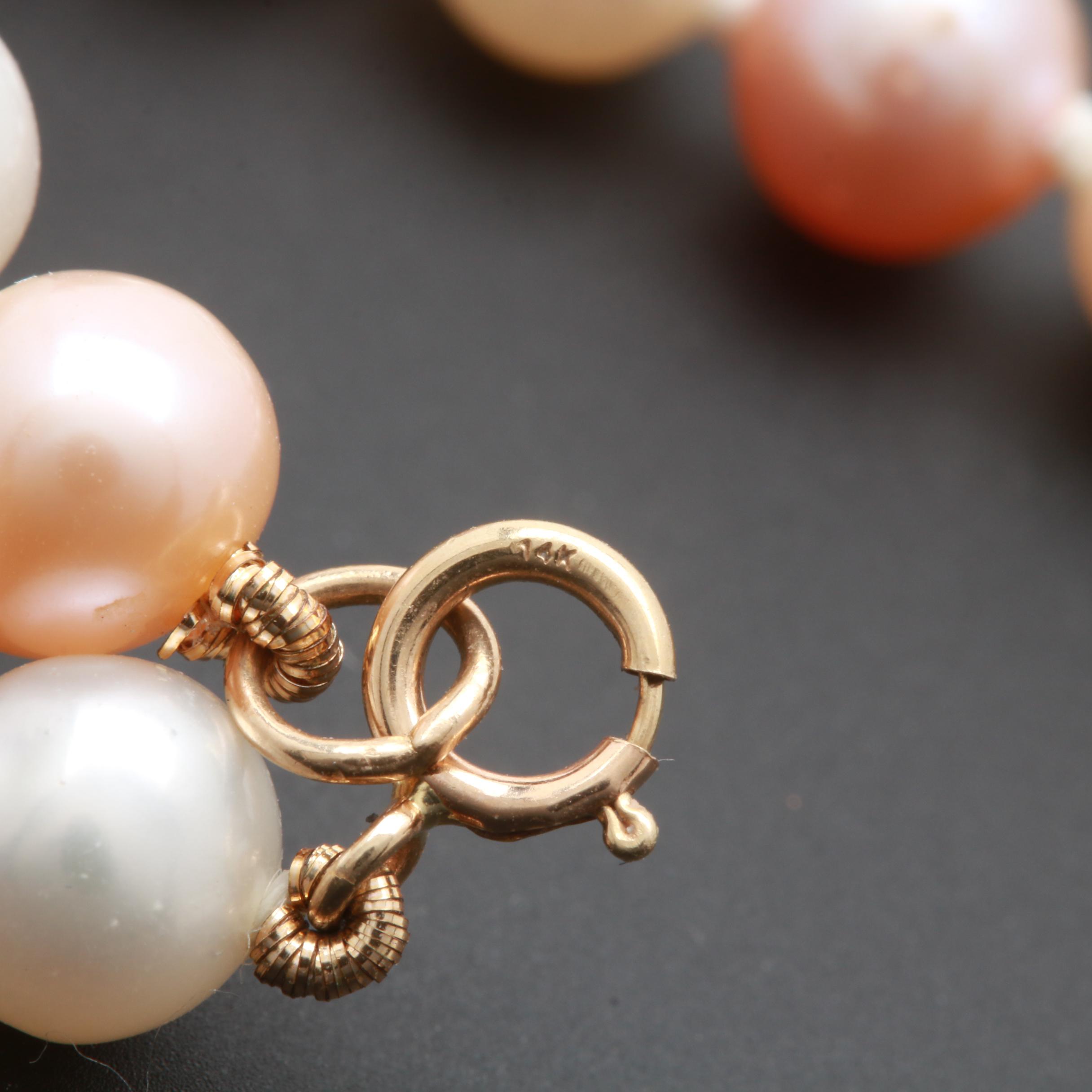 14K Yellow Gold Cultured Pearl Bead Bracelet